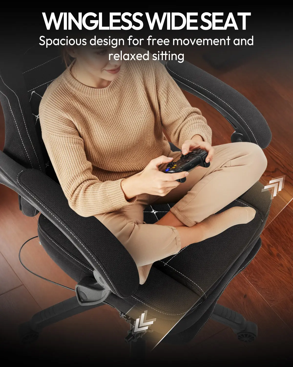 Dowinx Extended Footrest Gaming Chair - 6657E Black - Image 6