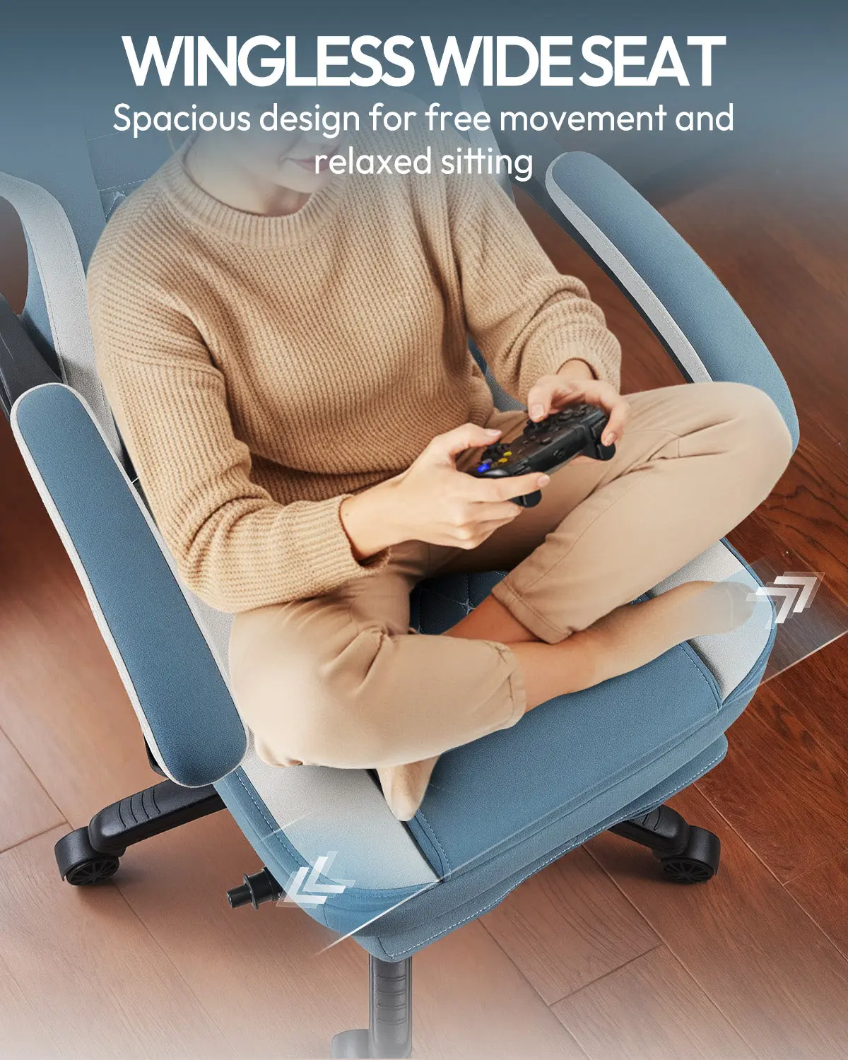 Dowinx Extended Footrest Gaming Chair - 6657E Blue - Image 6