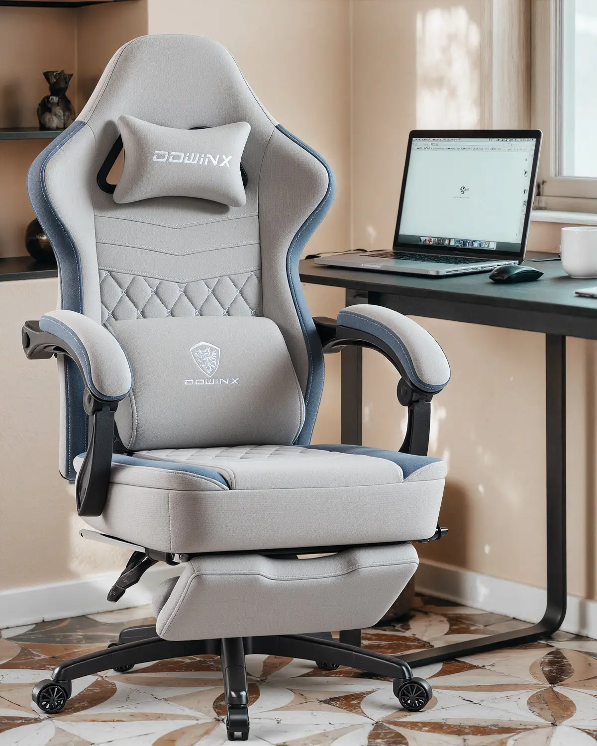 Dowinx Extended Footrest Gaming Chair - 6657E Gray - Image 5