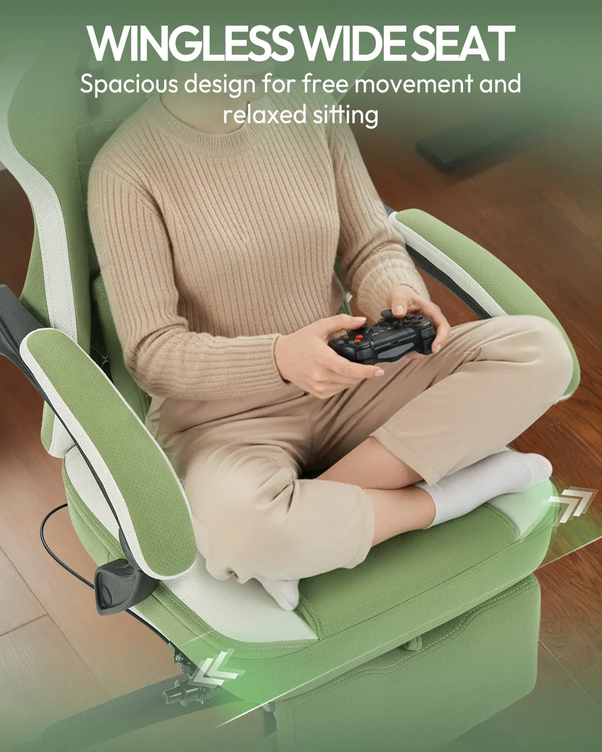 Dowinx Extended Footrest Gaming Chair - 6657E Green - Image 7
