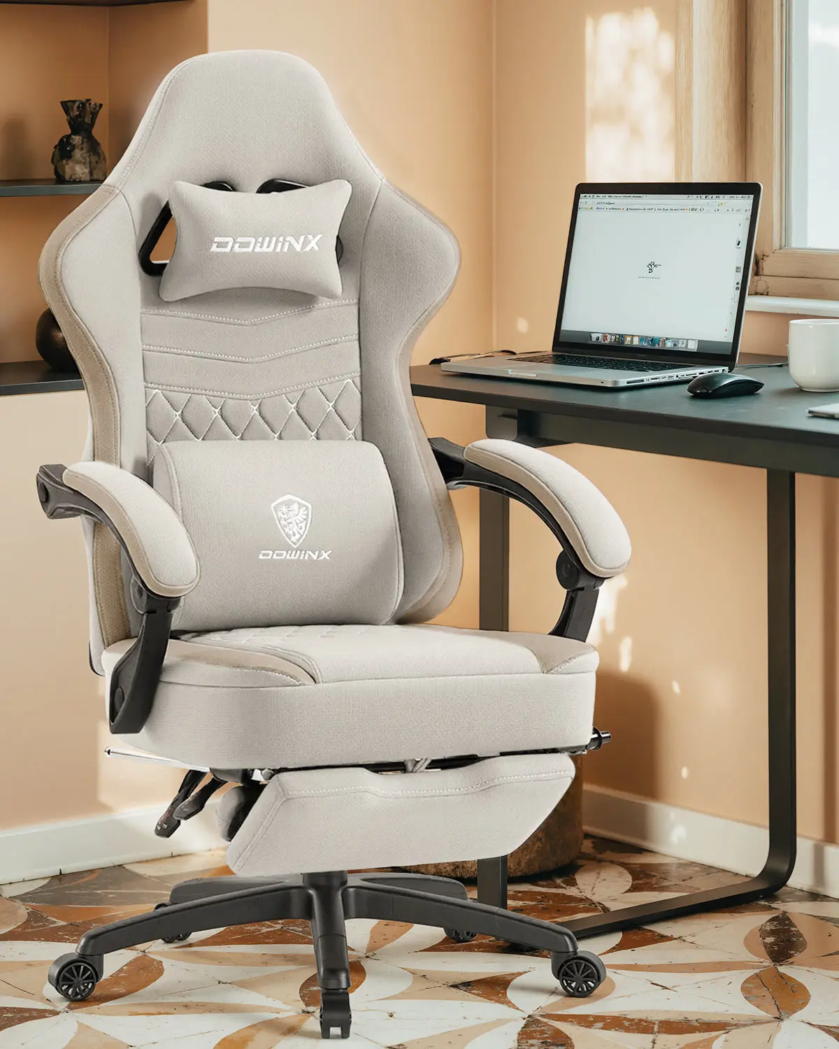Dowinx Extended Footrest Gaming Chair - 6657E Lvory - Image 4