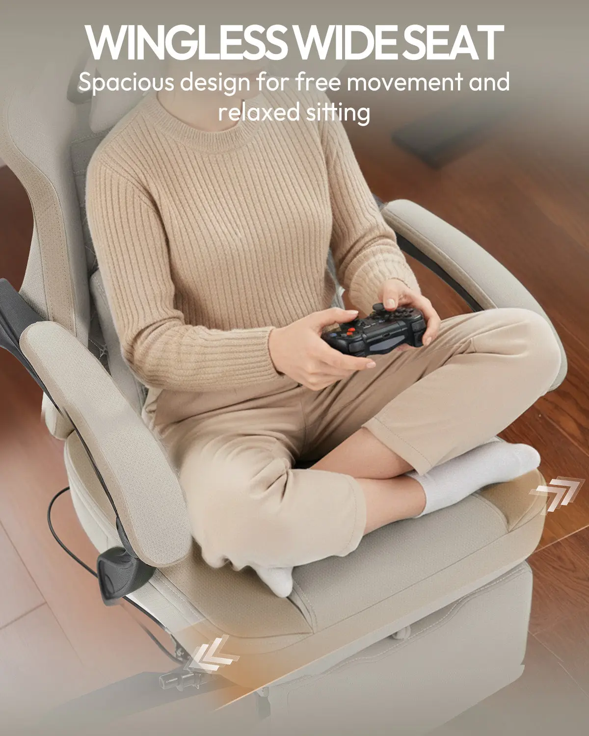 Dowinx Extended Footrest Gaming Chair - 6657E Lvory - Image 6