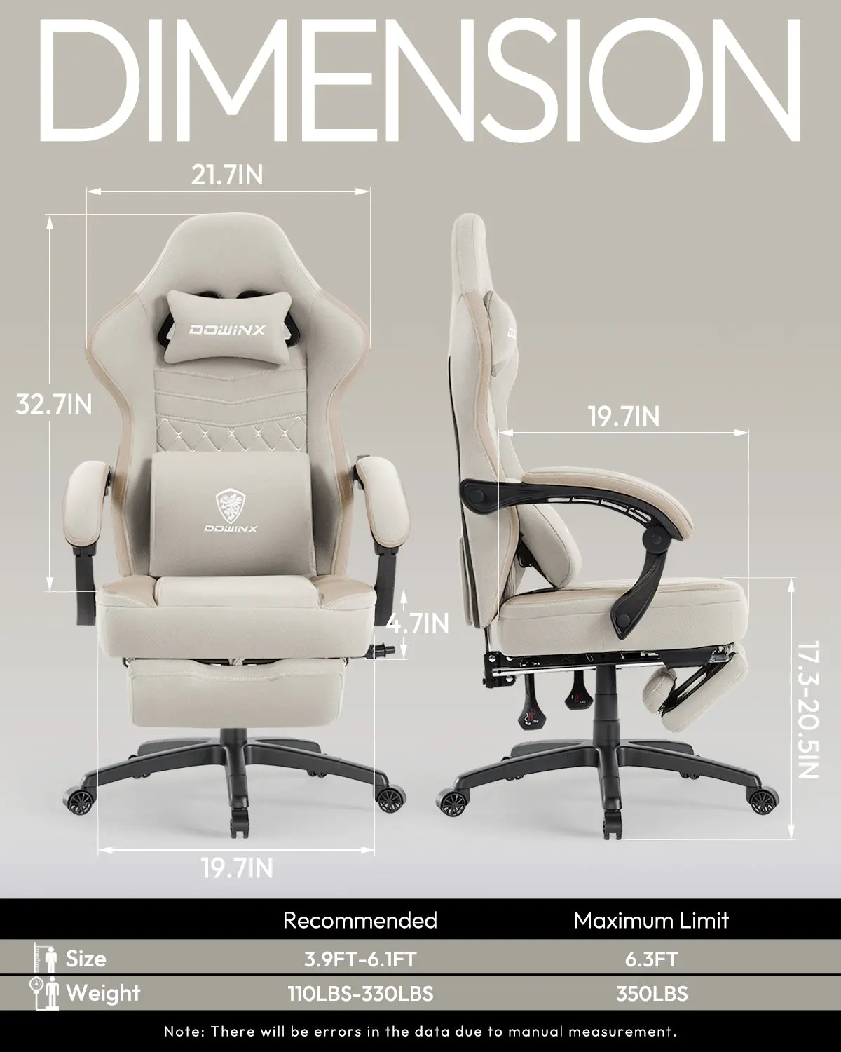 Dowinx Extended Footrest Gaming Chair - 6657E Lvory - Image 7