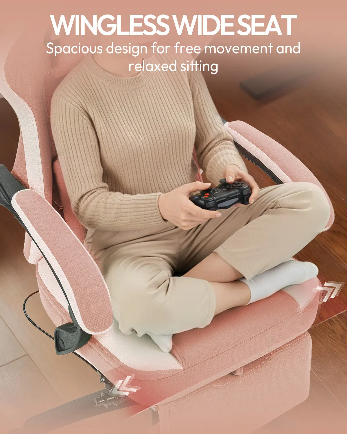 Dowinx Extended Footrest Gaming Chair - 6657E Pink - Image 7