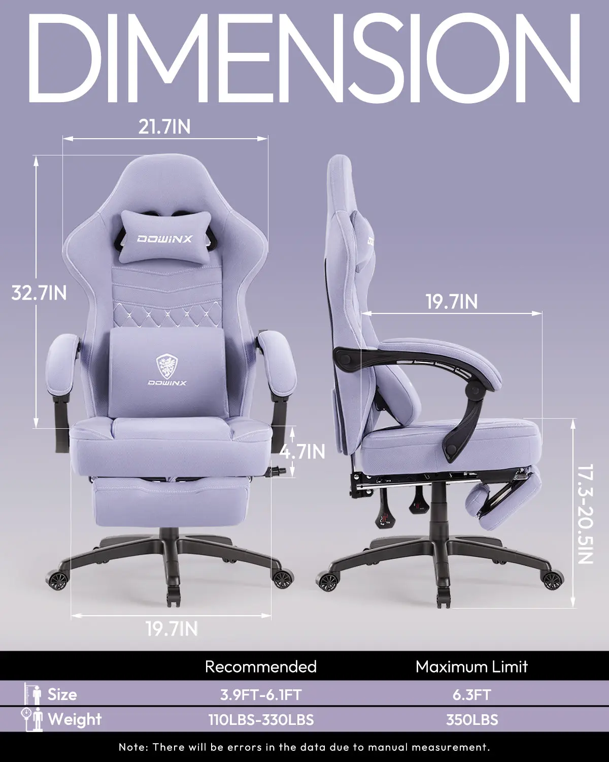 Dowinx Extended Footrest Gaming Chair - 6657E Purple - Image 7