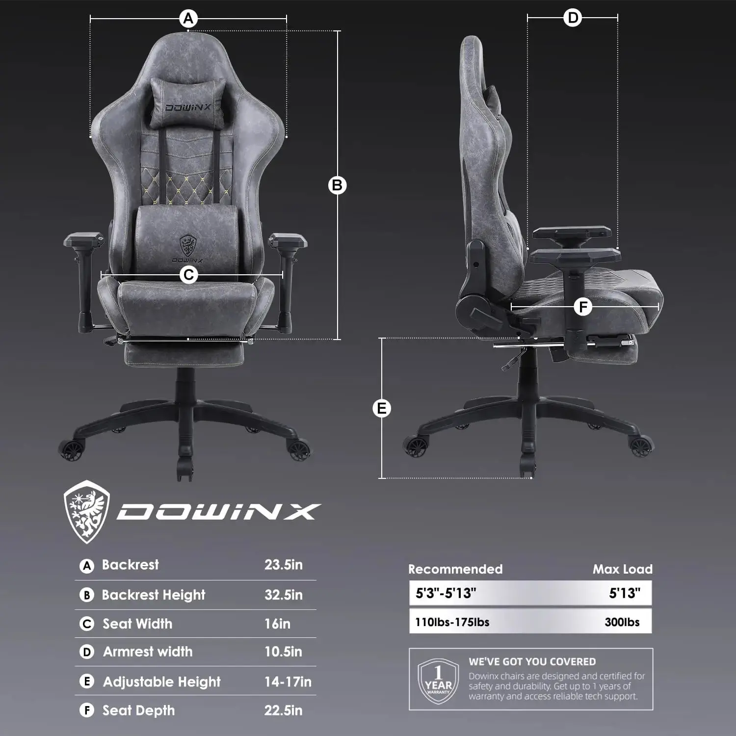 Dowinx Retro Series 6689S-Grey-4D armrests - Image 8