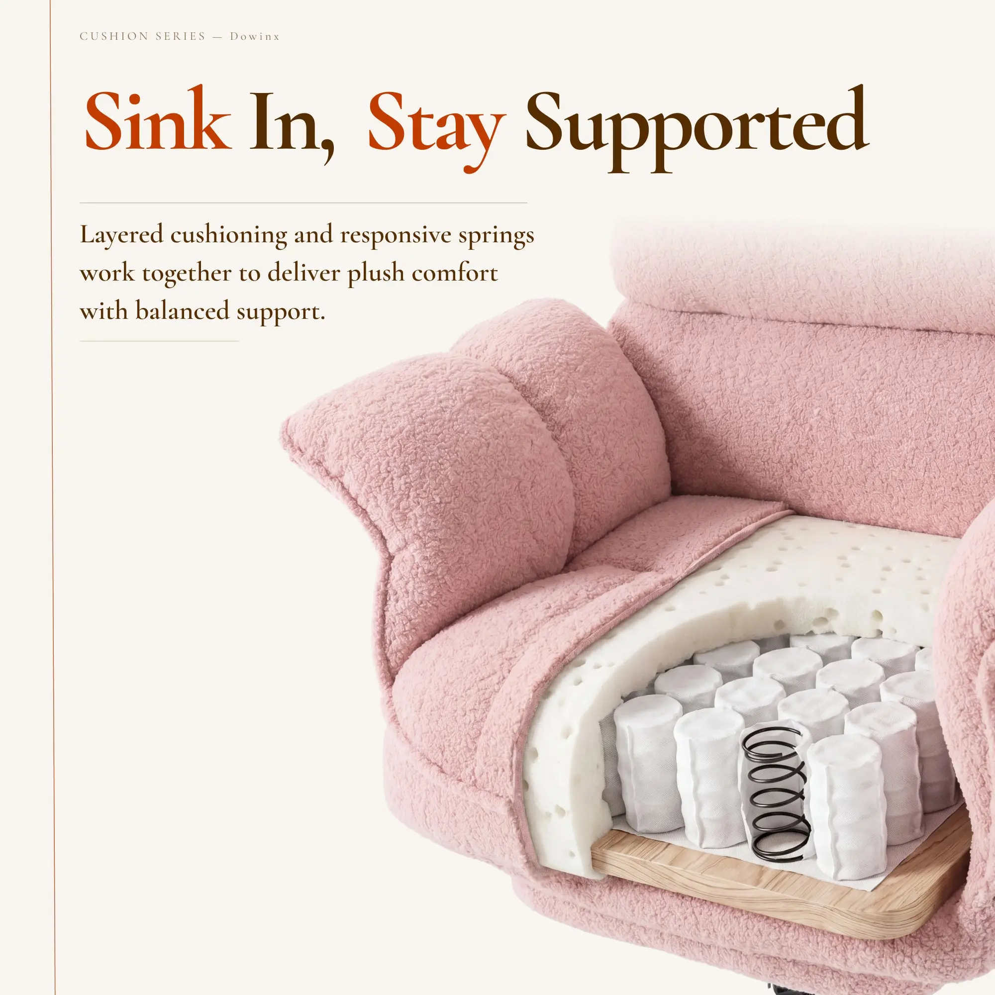 Dowinx 66B7 Big & Tall Office Chair with Footrest, Teddy Fabric Ergonomic Recliner - Pink - Image 6