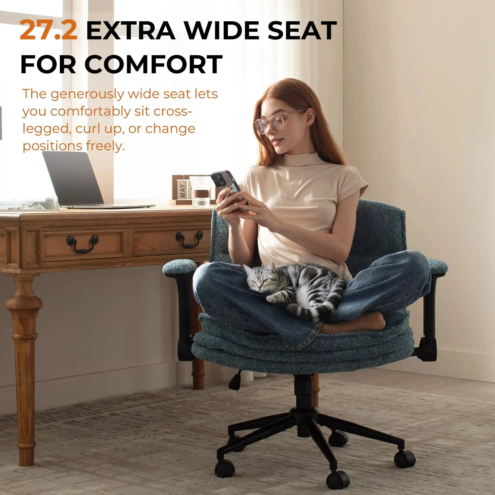 Dowinx Criss Cross Chair – Adjustable & Swivel-Blue - Image 2