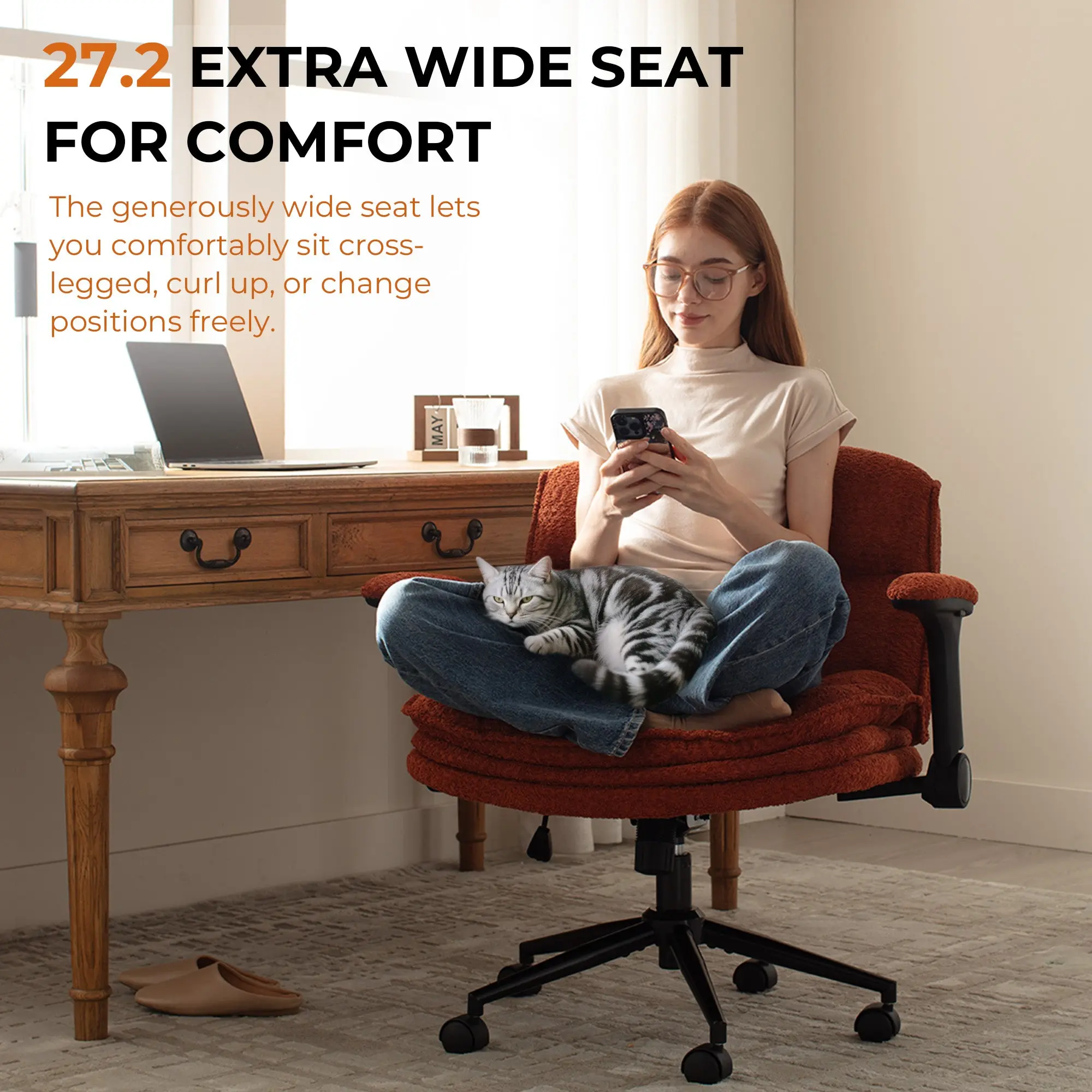Dowinx Criss Cross Chair – Adjustable & Swivel-Orange - Image 2