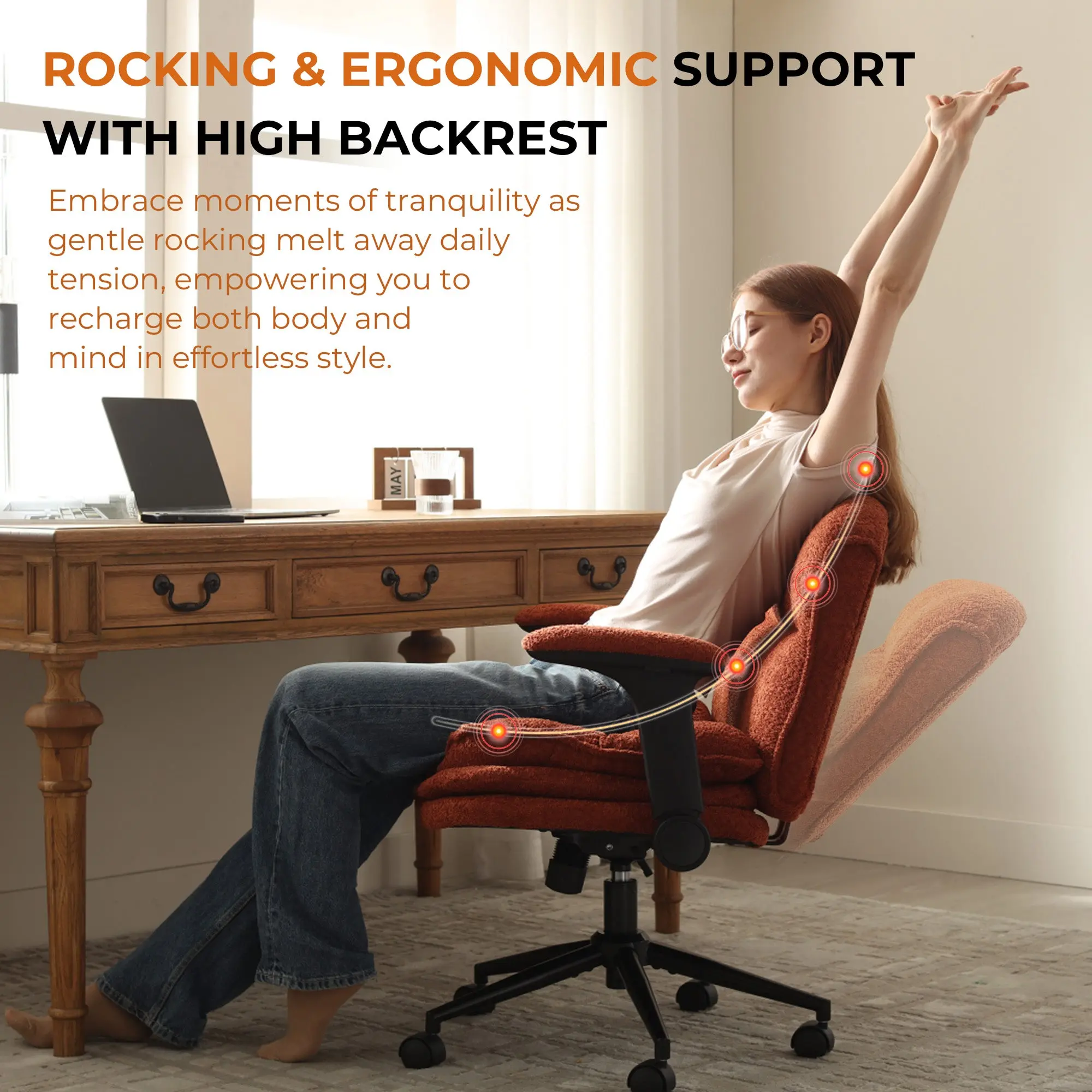 Dowinx Criss Cross Chair – Adjustable & Swivel-Orange - Image 5