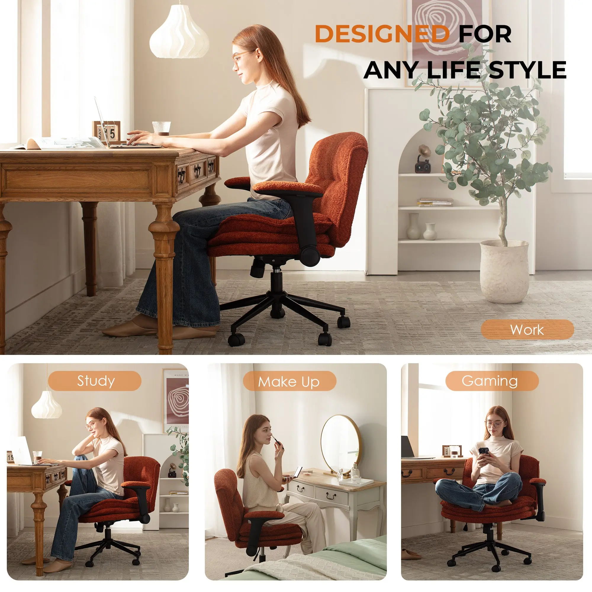 Dowinx Criss Cross Chair – Adjustable & Swivel-Orange - Image 7