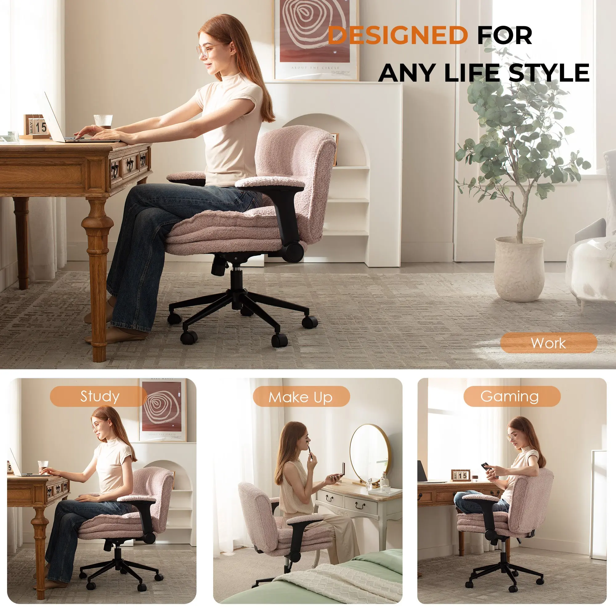 Dowinx Criss Cross Chair – Adjustable & Swivel-Pink - Image 7