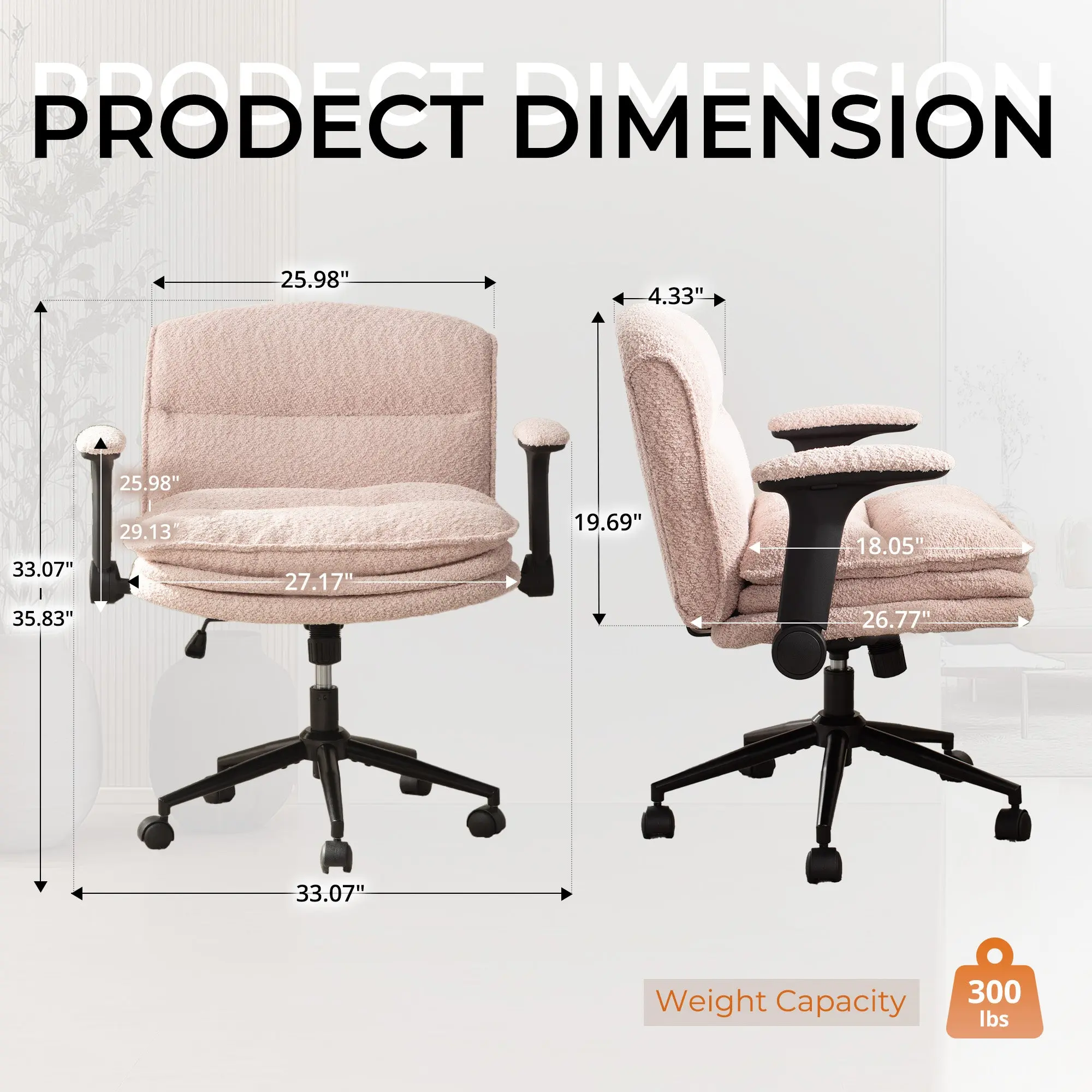 Dowinx Criss Cross Chair – Adjustable & Swivel-Pink - Image 8