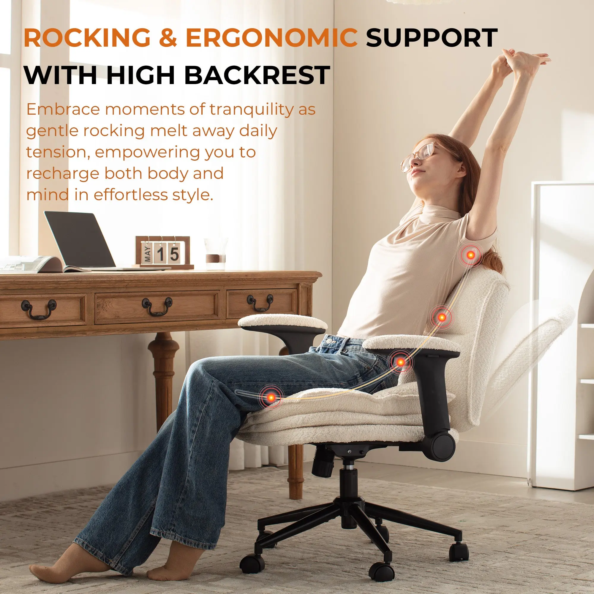Dowinx Criss Cross Chair – Adjustable & Swivel-White - Image 5