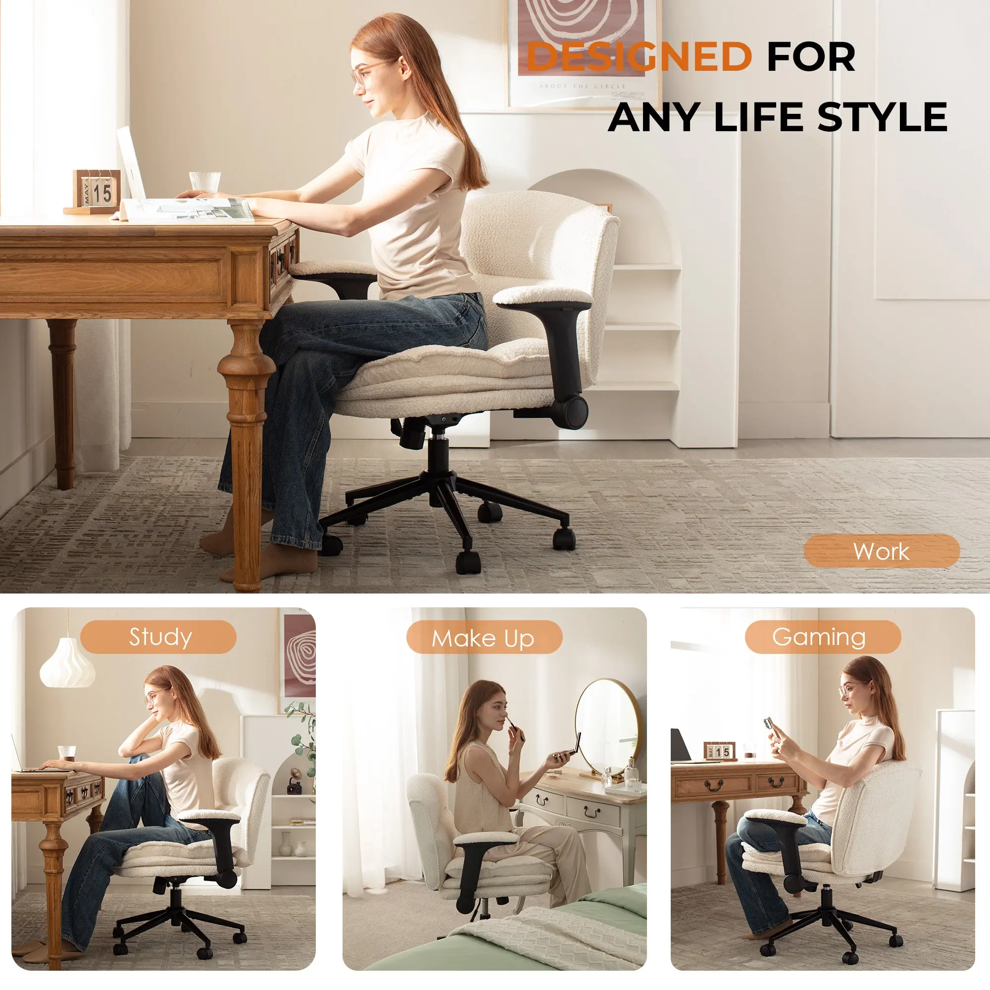 Dowinx Criss Cross Chair – Adjustable & Swivel-White - Image 7