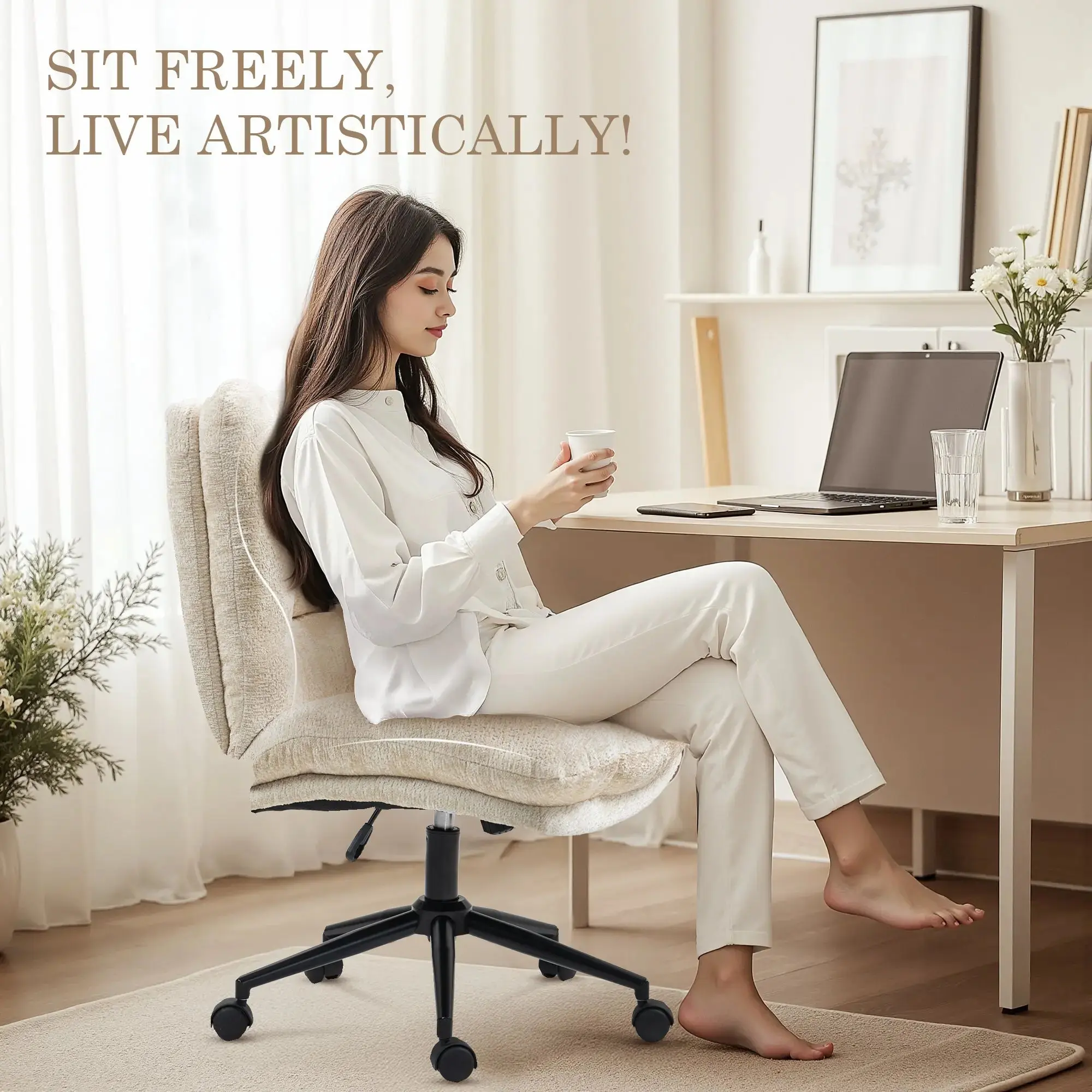 Dowinx Criss Cross Comfort Chair - Beige - Image 4