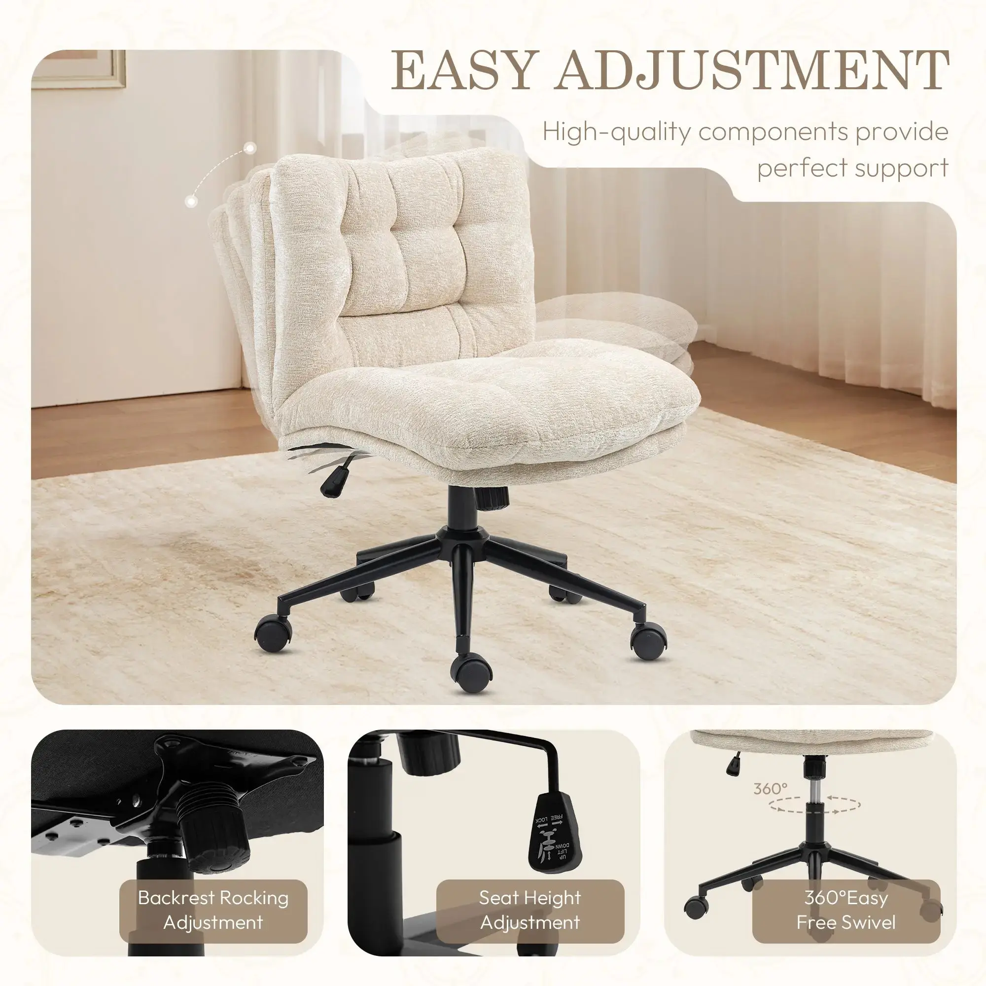 Dowinx Criss Cross Comfort Chair - Beige - Image 8
