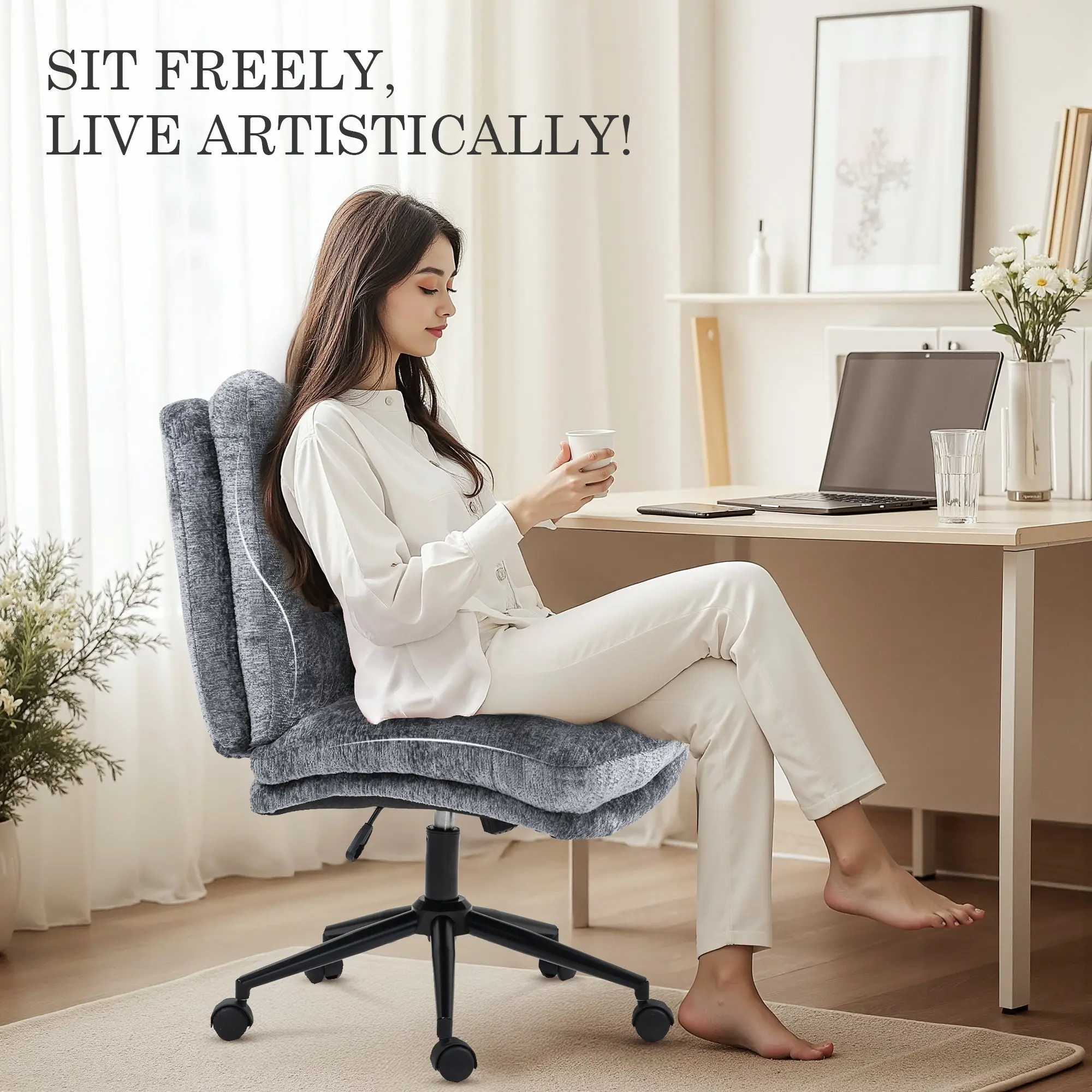 Dowinx Criss Cross Comfort Chair - Grey - Image 4