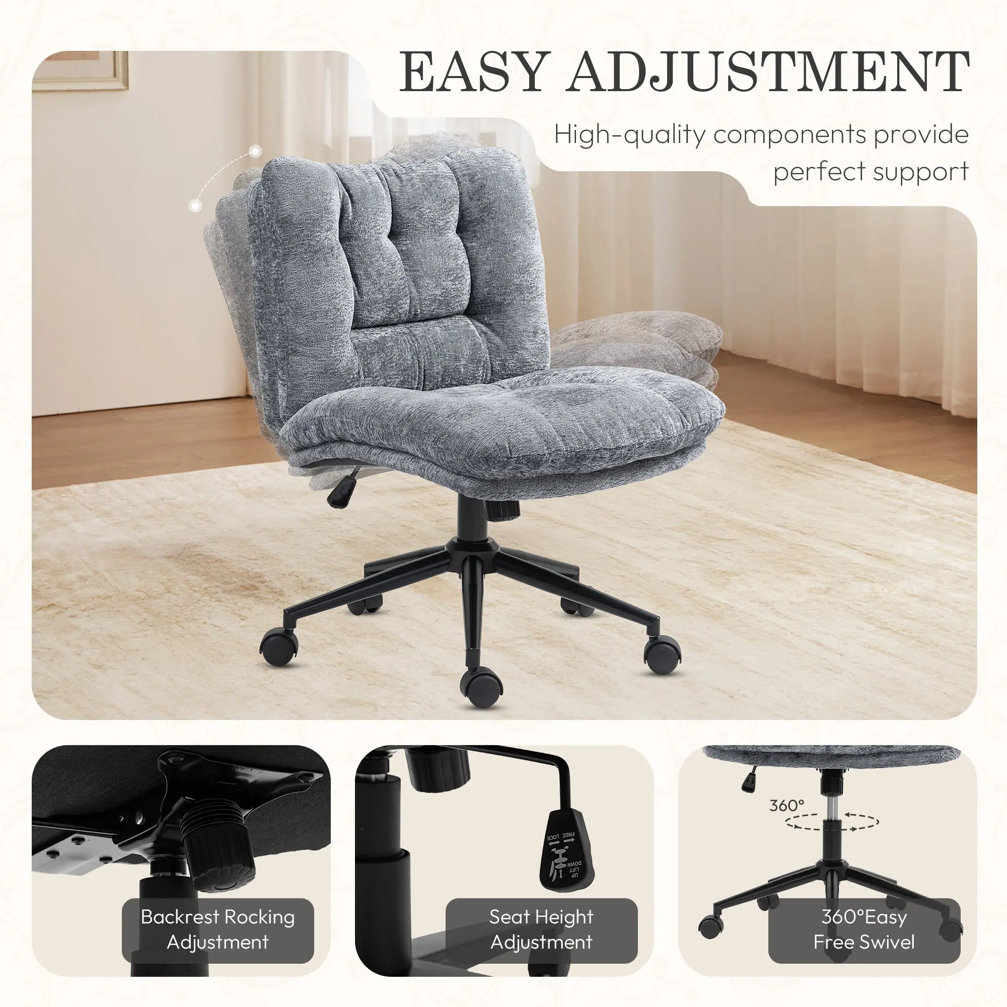 Dowinx Criss Cross Comfort Chair - Grey - Image 6