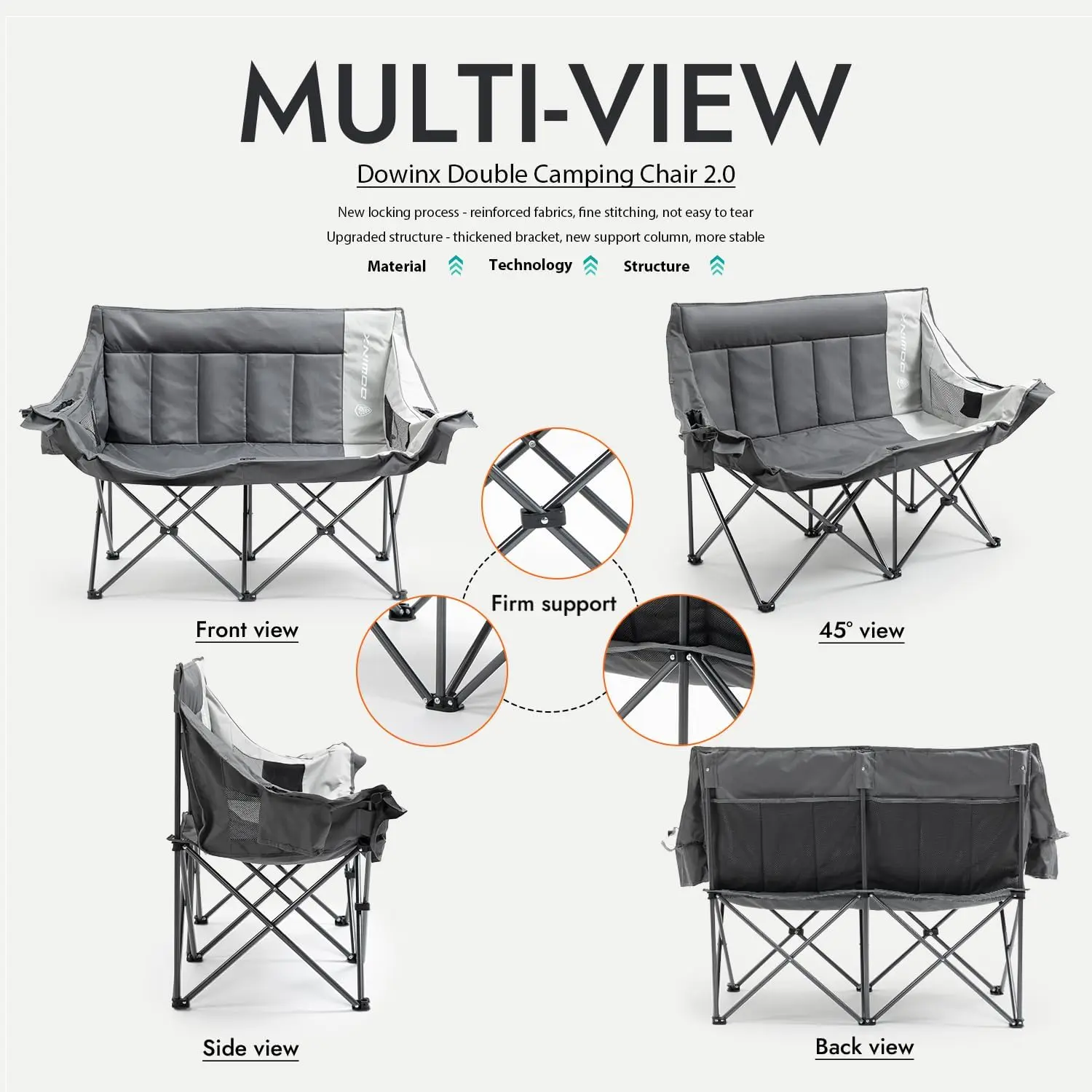 Dowinx Double Camping Chair HY-Grey PRO - Image 3