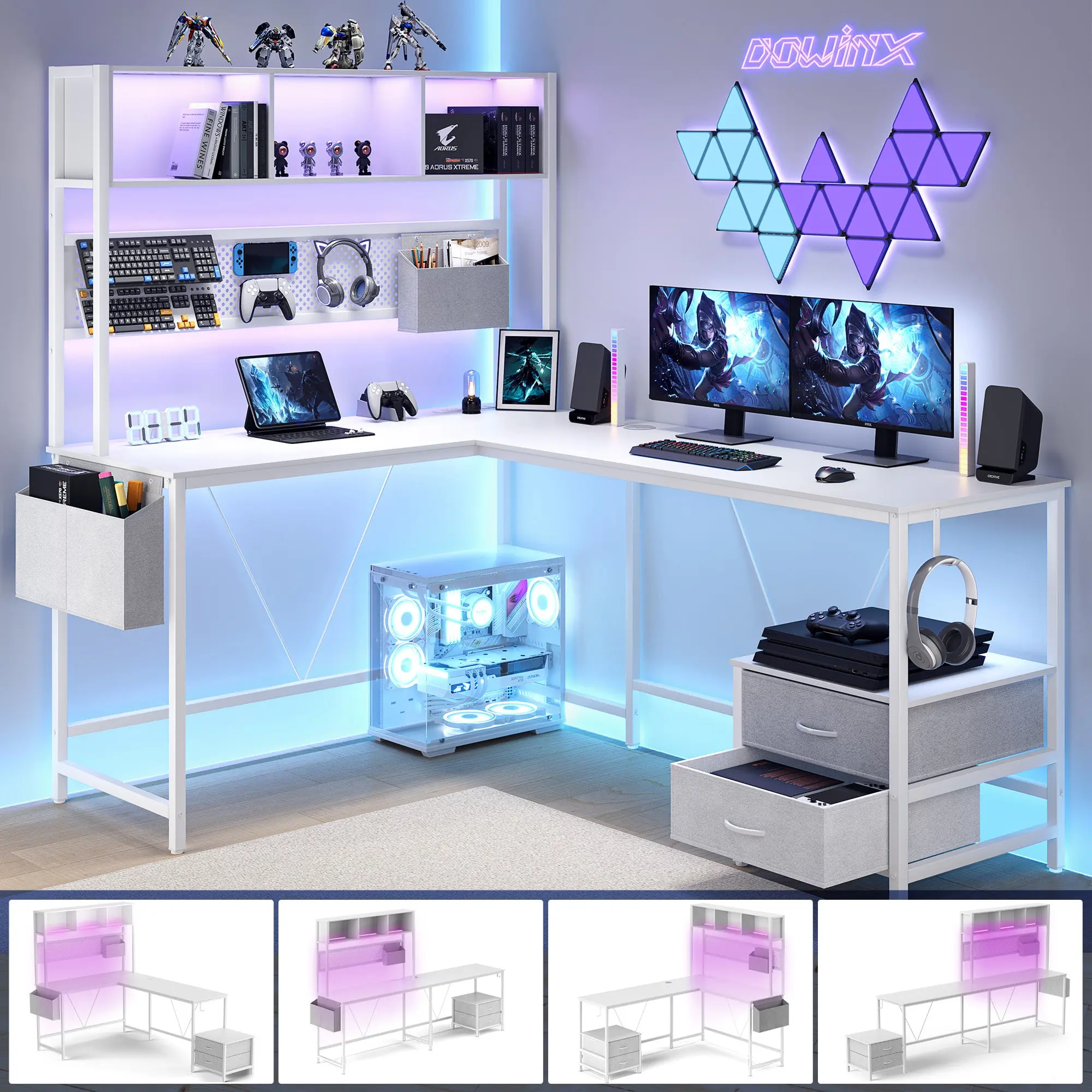 L-Shaped Series Gaming Desk White - Image 3