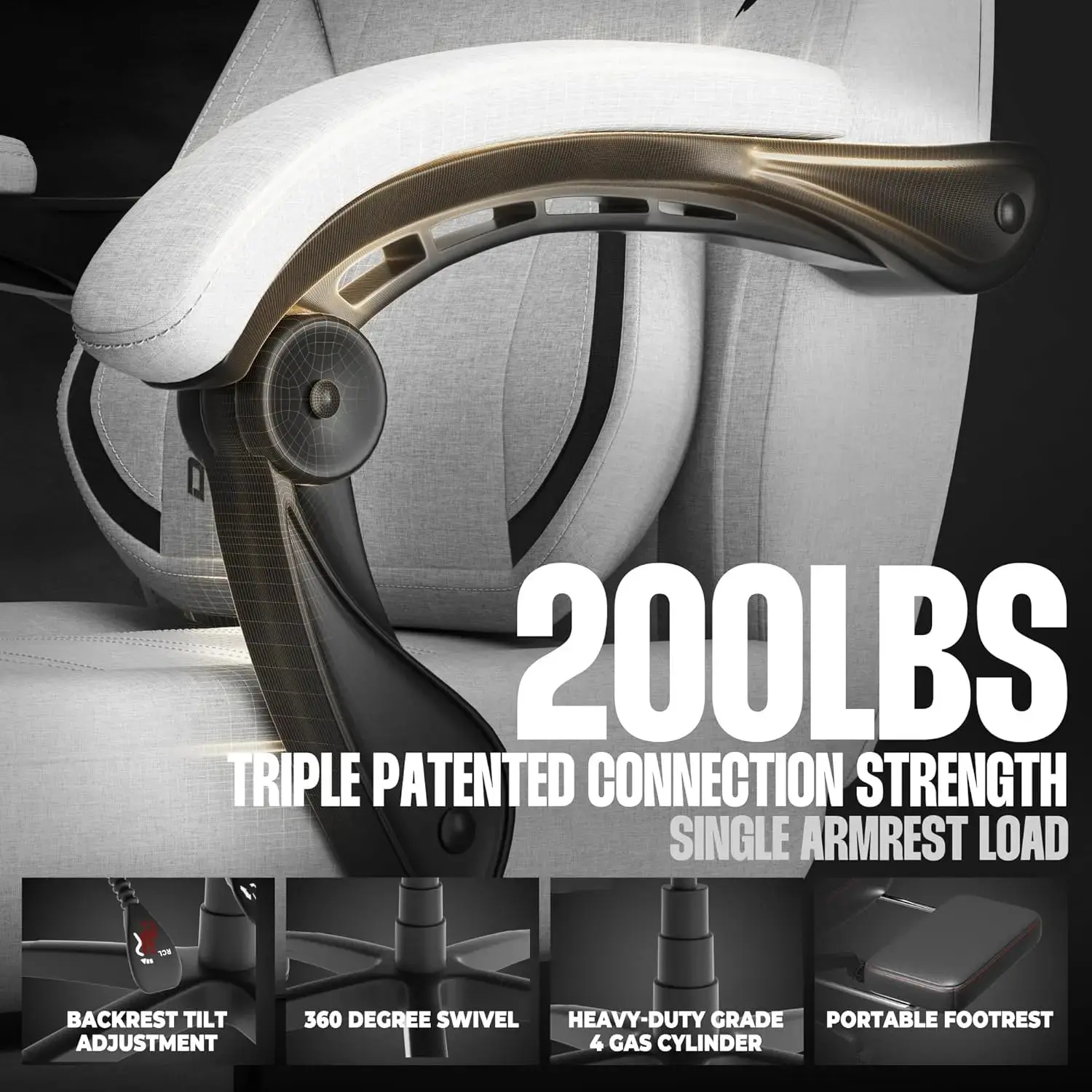 Heavy-Duty Series -MB33B White Grey(Fabric) - Image 8