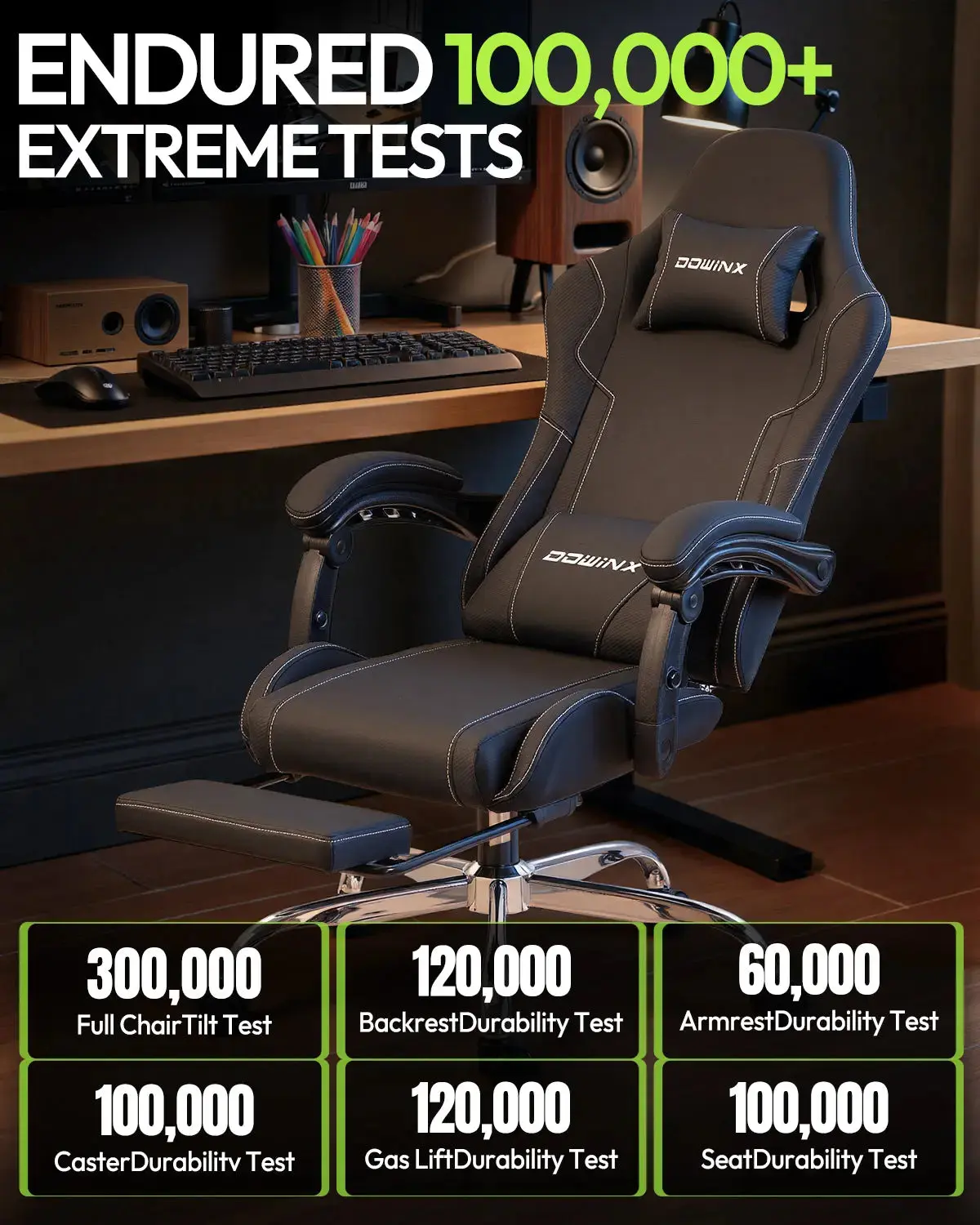 Dowinx Leather Gaming Chair LS-66D58J Black - Image 6