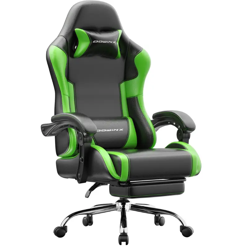 Dowinx Leather Gaming Chair LS-66D58J Black-Green | AM