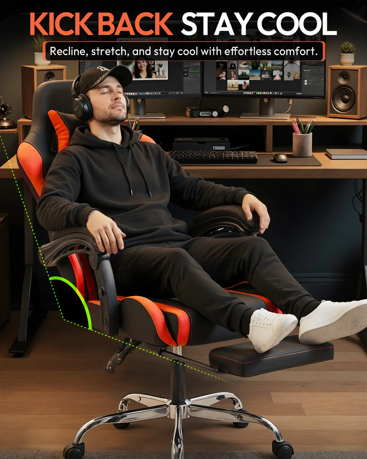 Dowinx Leather Gaming Chair LS-66D58J Black-red - Image 4
