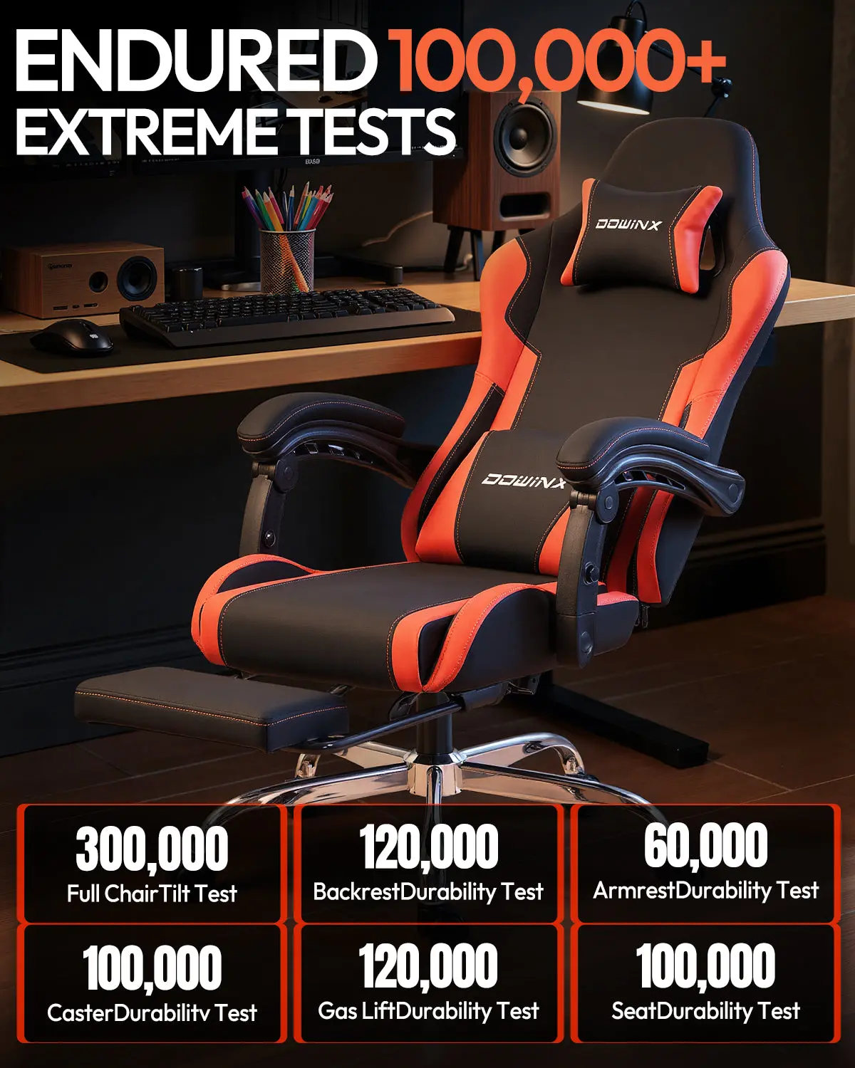 Dowinx Leather Gaming Chair LS-66D58J Black-red - Image 7