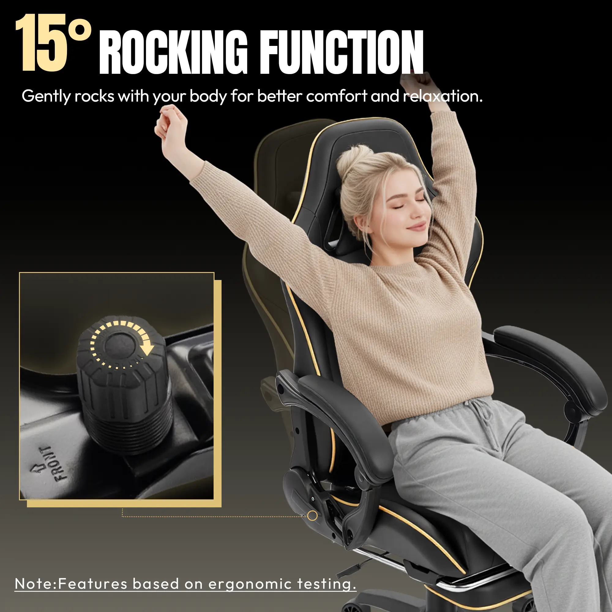 Dowinx Leather Gaming Chair LS-66D87 Black - Image 2
