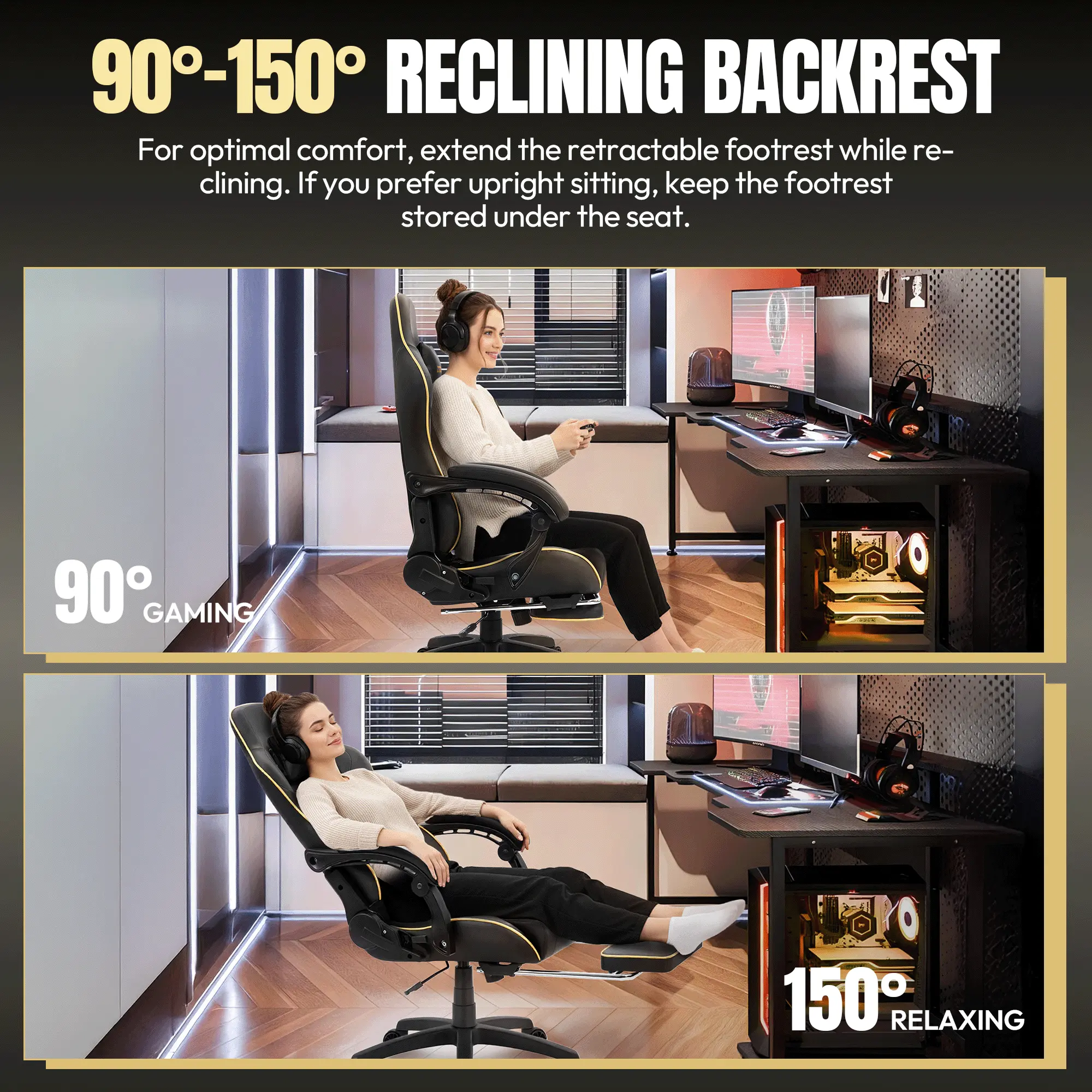 Dowinx Leather Gaming Chair LS-66D87 Black - Image 5