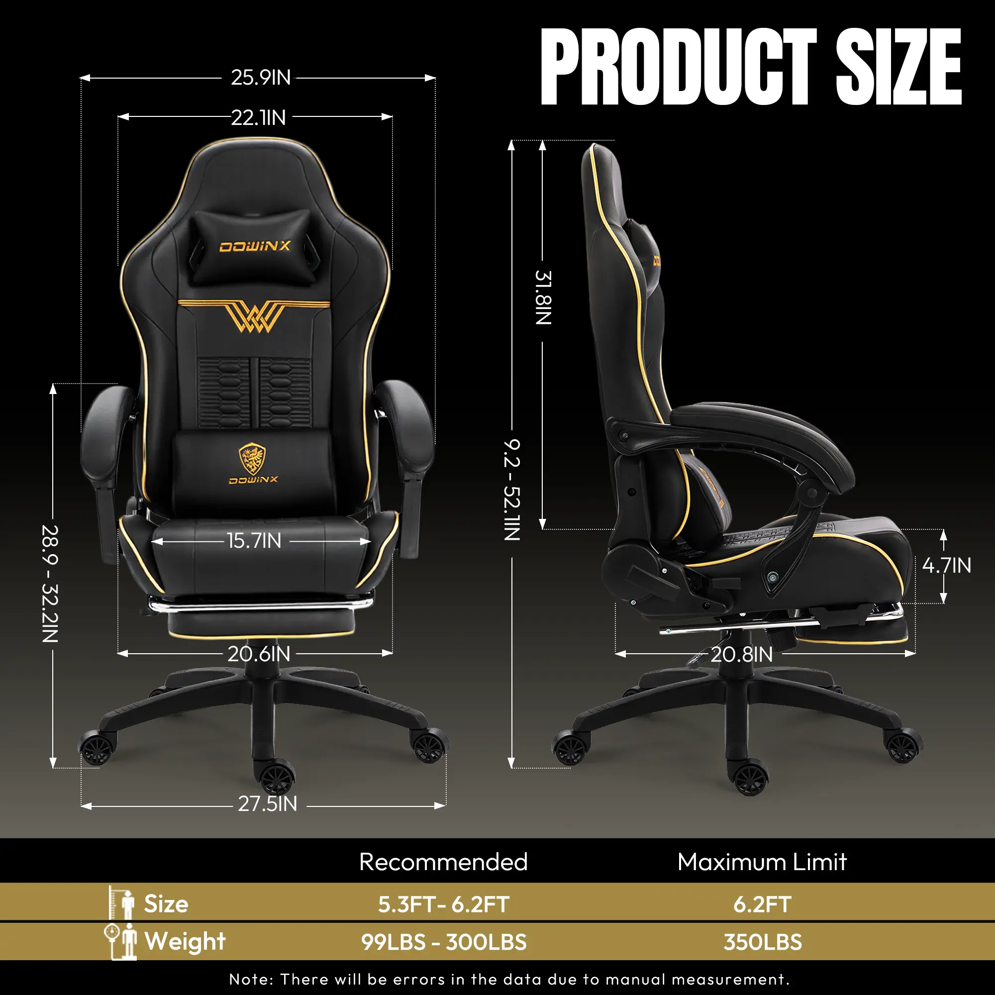 Dowinx Leather Gaming Chair LS-66D87 Black - Image 7