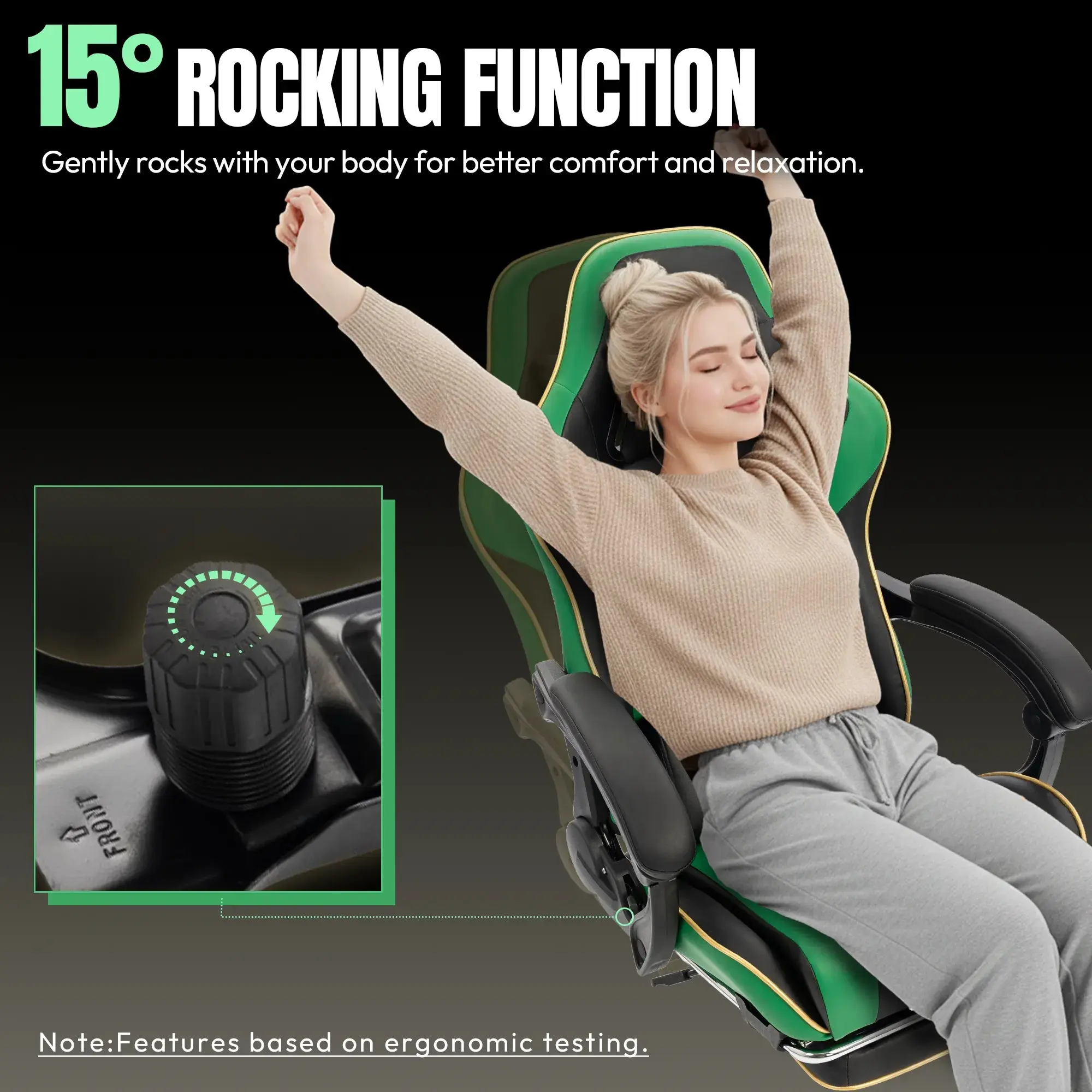 Dowinx Leather Gaming Chair LS-66D87 Green - Image 4
