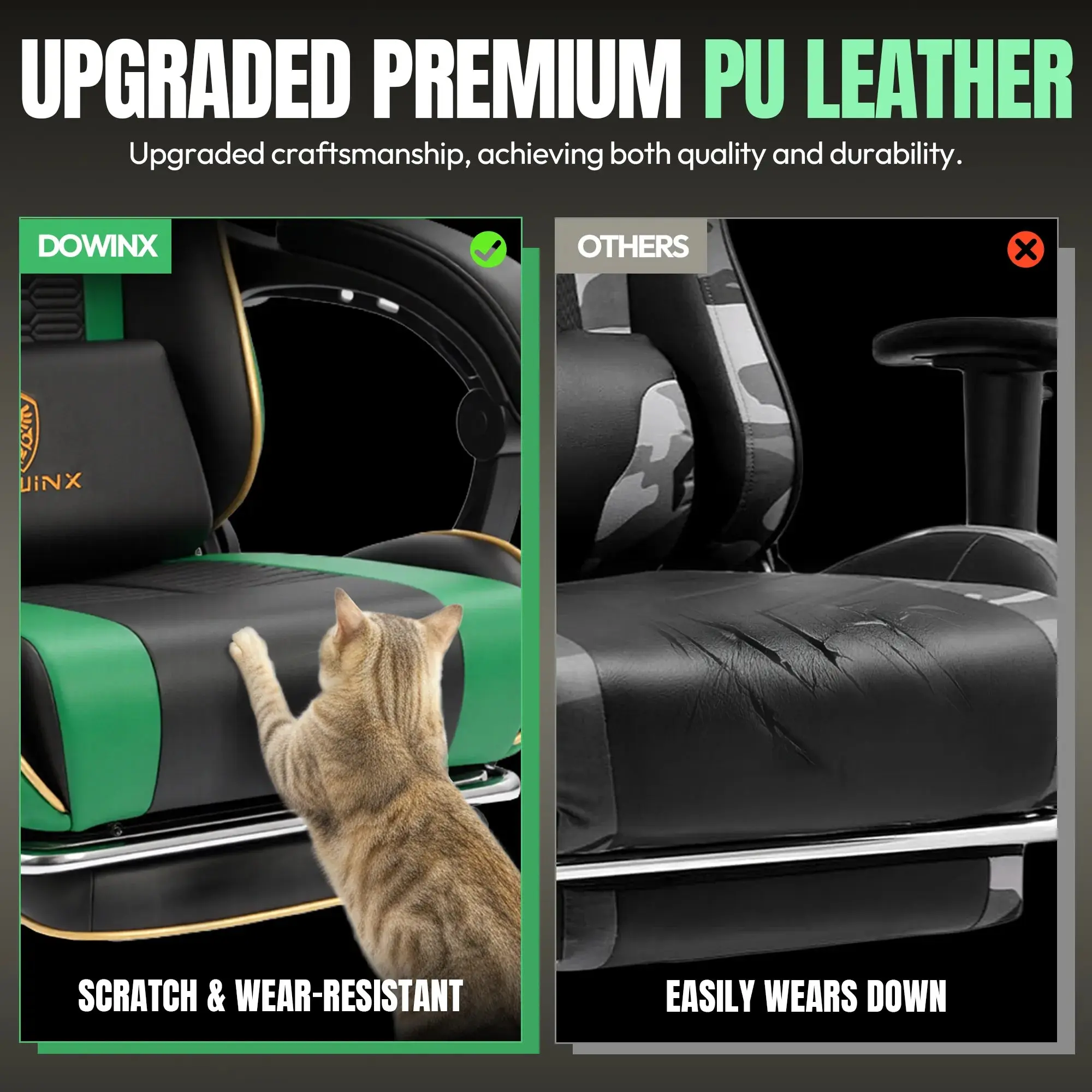 Dowinx Leather Gaming Chair LS-66D87 Green - Image 5
