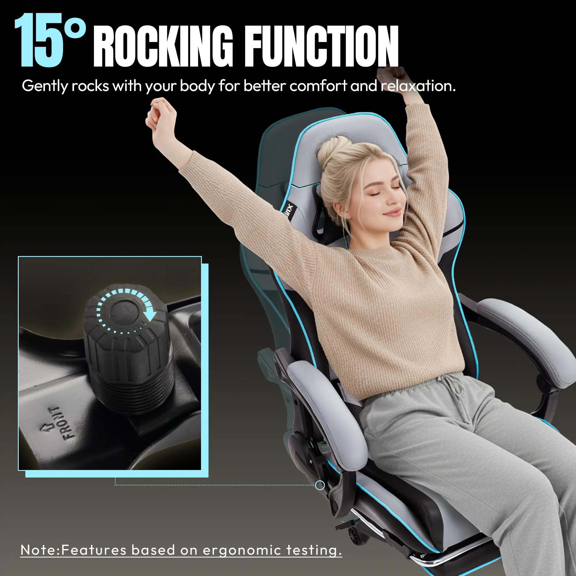 Dowinx Leather Gaming Chair LS-66D87 Grey - Image 4