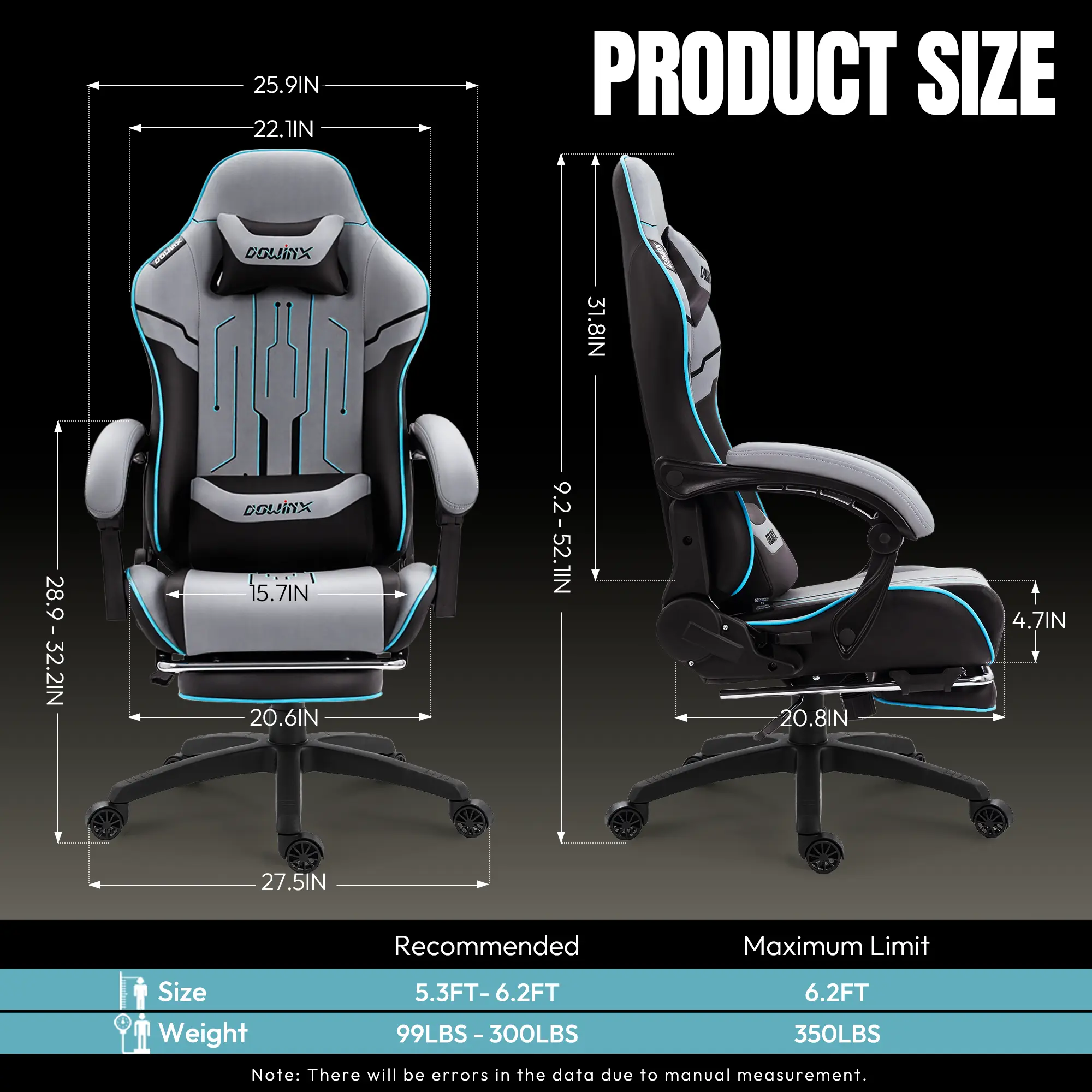 Dowinx Leather Gaming Chair LS-66D87 Grey - Image 6