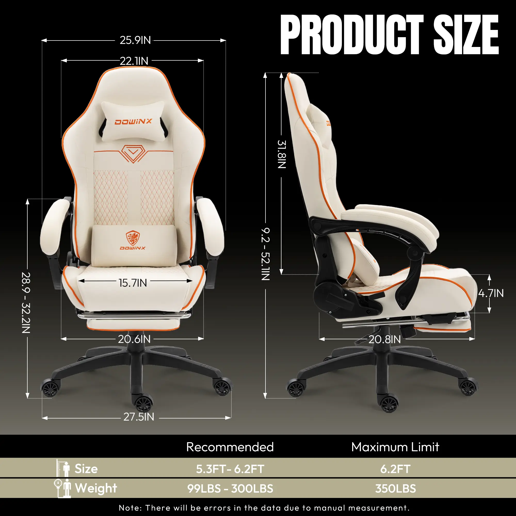 Dowinx Leather Gaming Chair LS-66D87 White - Image 6