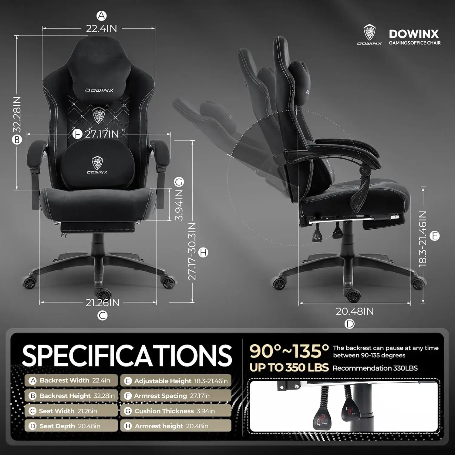 HEATED MASSAGE SERIES MB38 BLACK（Fabric） - Image 4