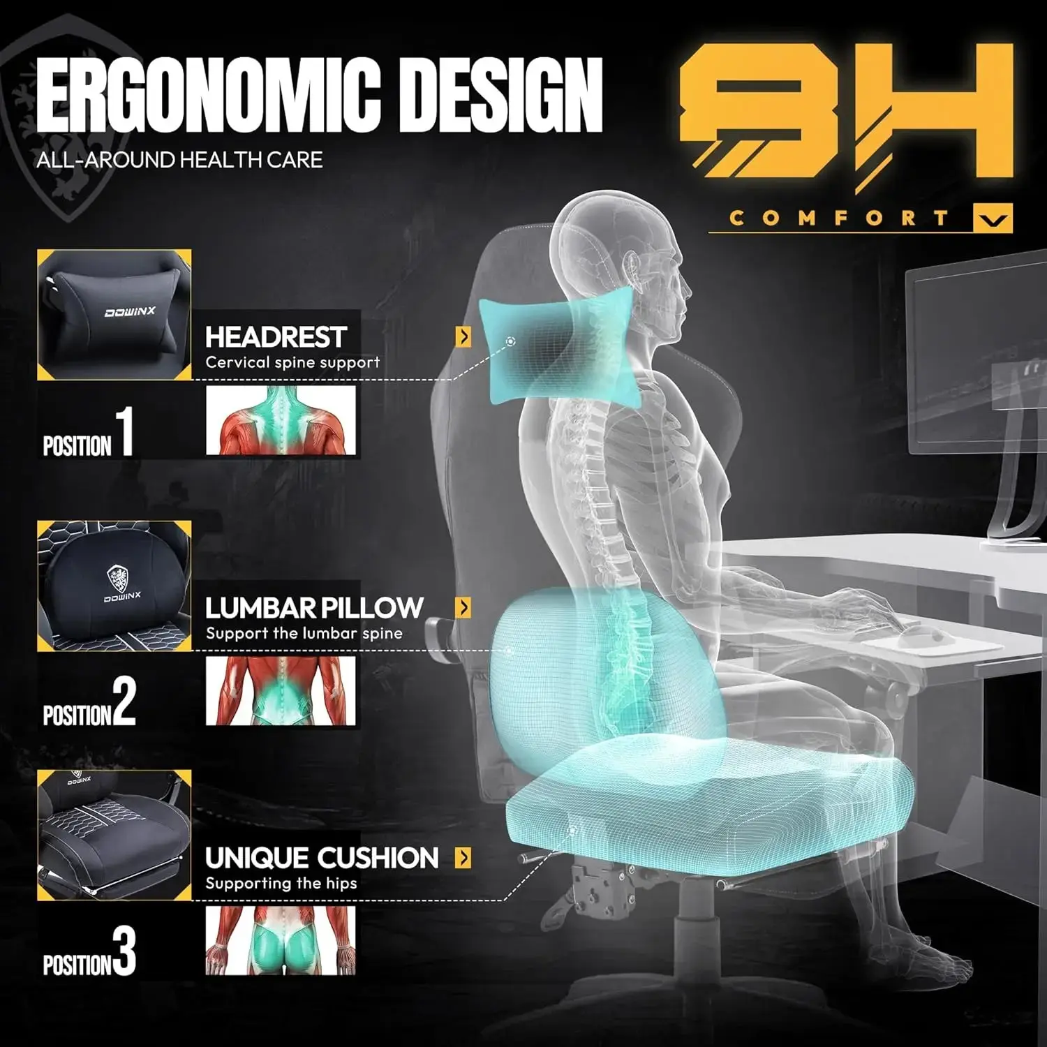HEATED MASSAGE SERIES MB37 BLACK (PU) - Image 4