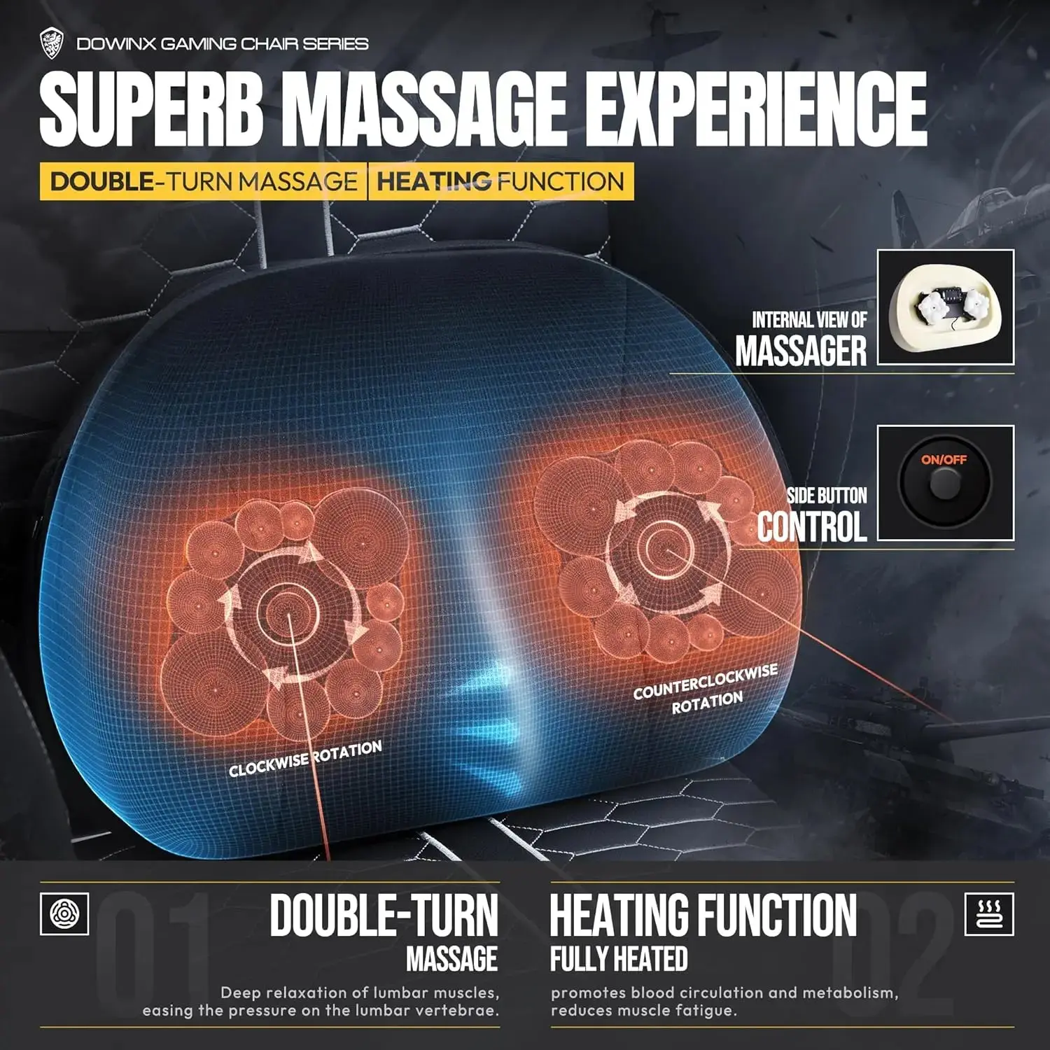 HEATED MASSAGE SERIES MB37 BLACK (PU) - Image 6