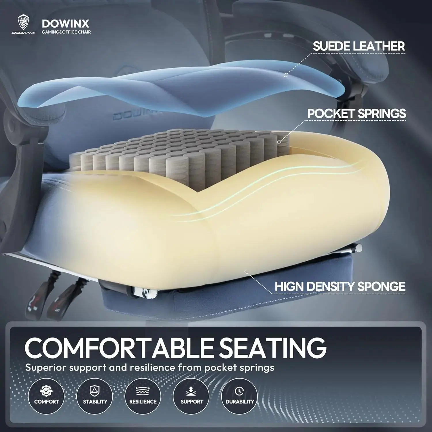 HEATED MASSAGE SERIES MB38 BLUE(Fabric) - Image 3
