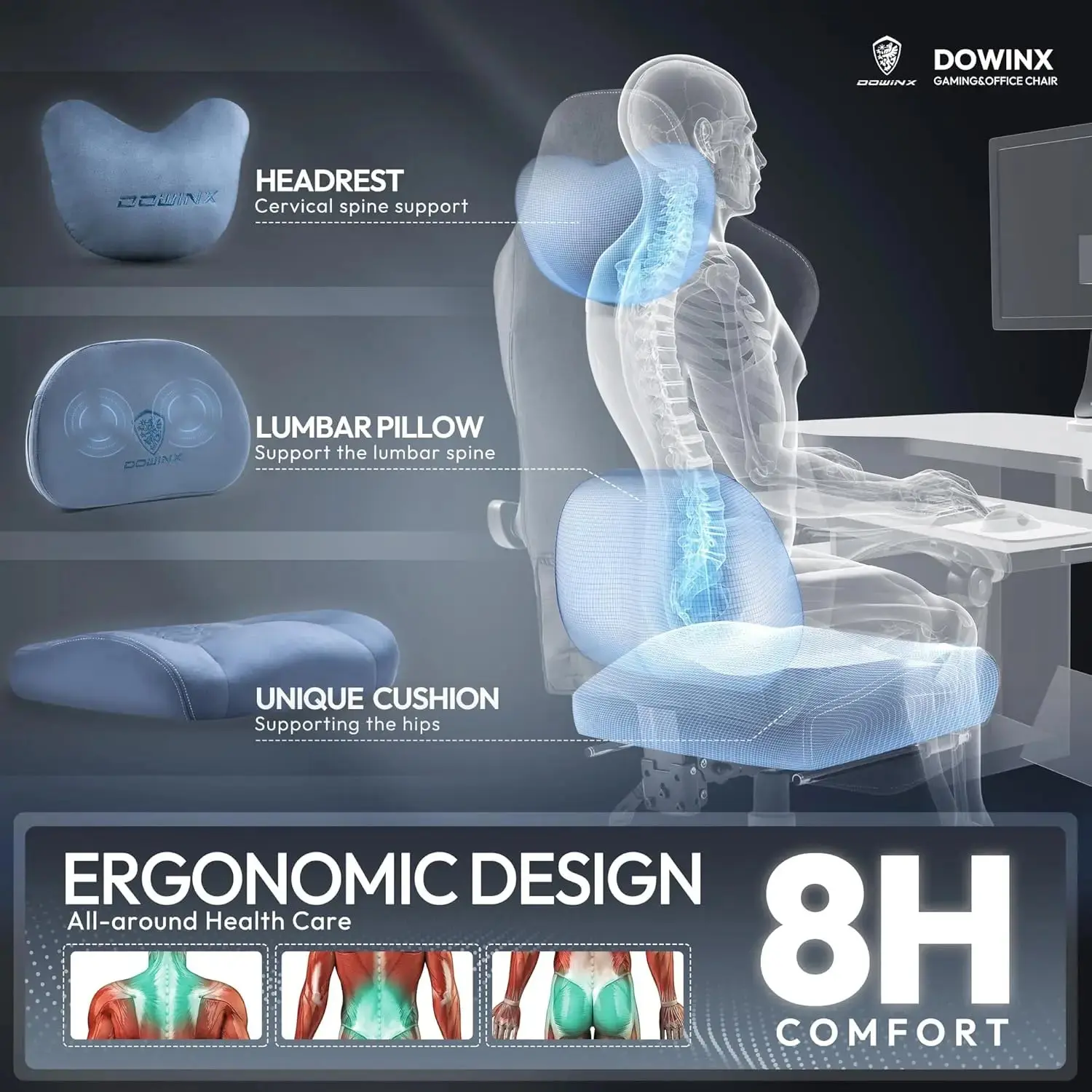 HEATED MASSAGE SERIES MB38 BLUE(Fabric) - Image 4