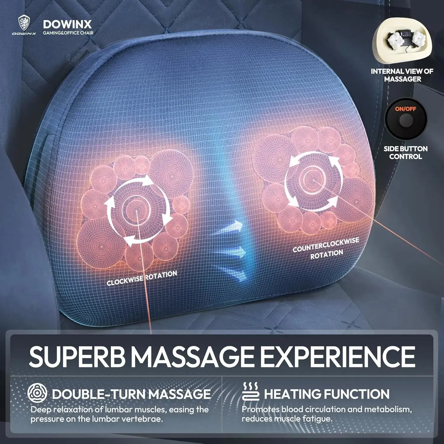 HEATED MASSAGE SERIES MB38 BLUE(Fabric) - Image 7