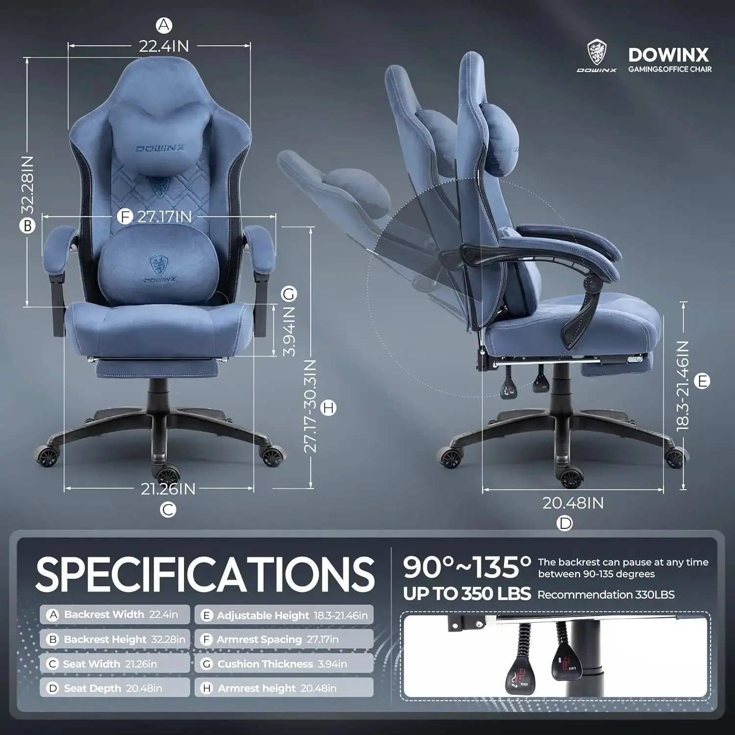 HEATED MASSAGE SERIES MB38 BLUE(Fabric) - Image 8