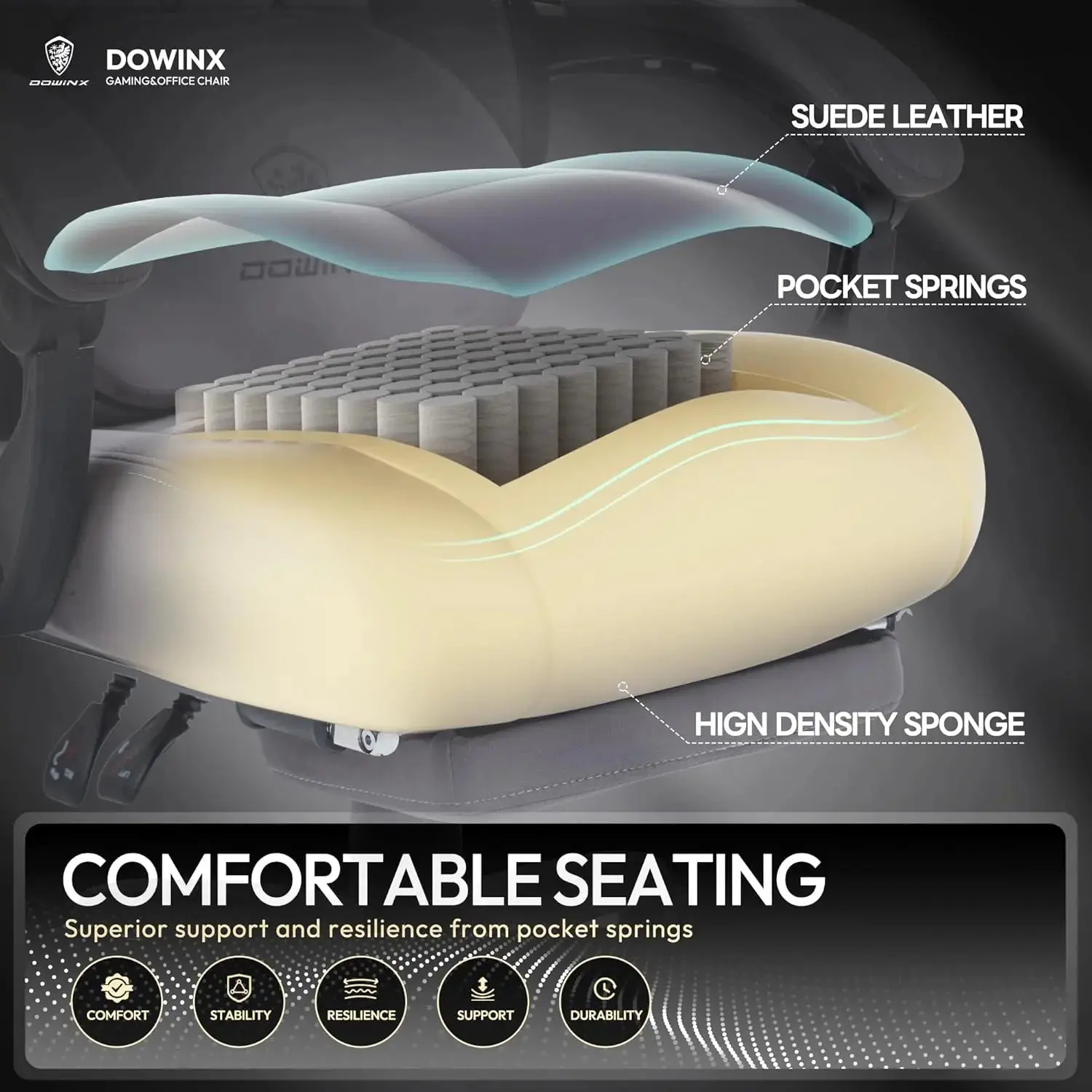 HEATED MASSAGE SERIES MB38 GREY (Fabric) - Image 3