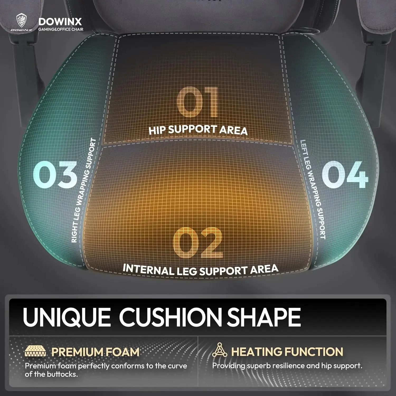 HEATED MASSAGE SERIES MB38 GREY (Fabric) - Image 4