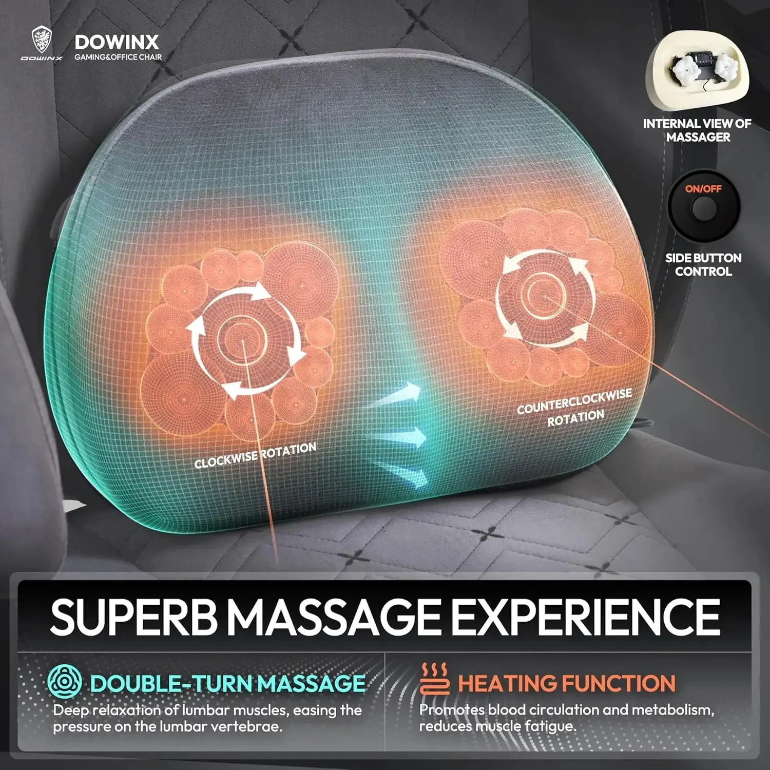 HEATED MASSAGE SERIES MB38 GREY (Fabric) - Image 8