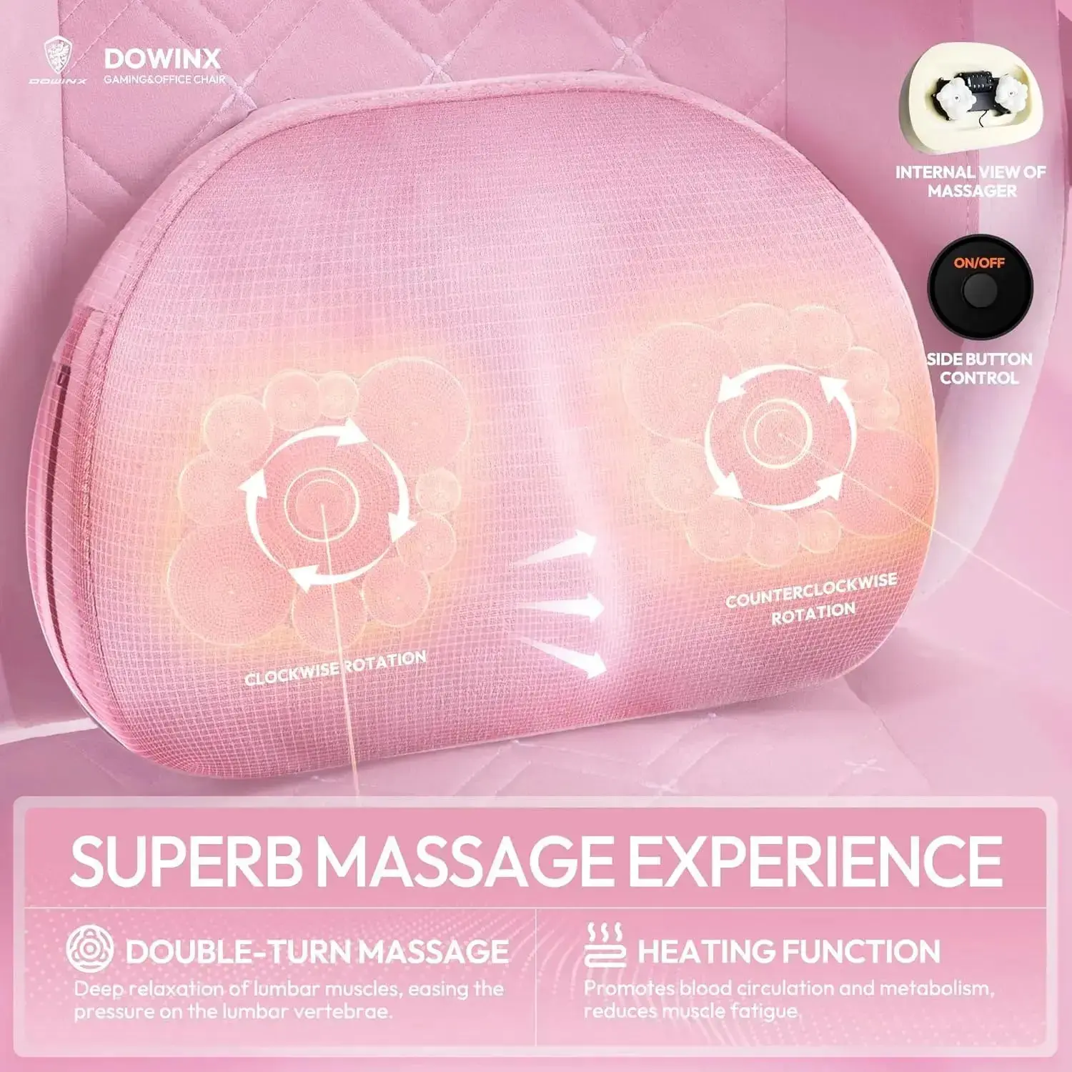 HEATED MASSAGE SERIES MB38 PINK (Fabric) - Image 6