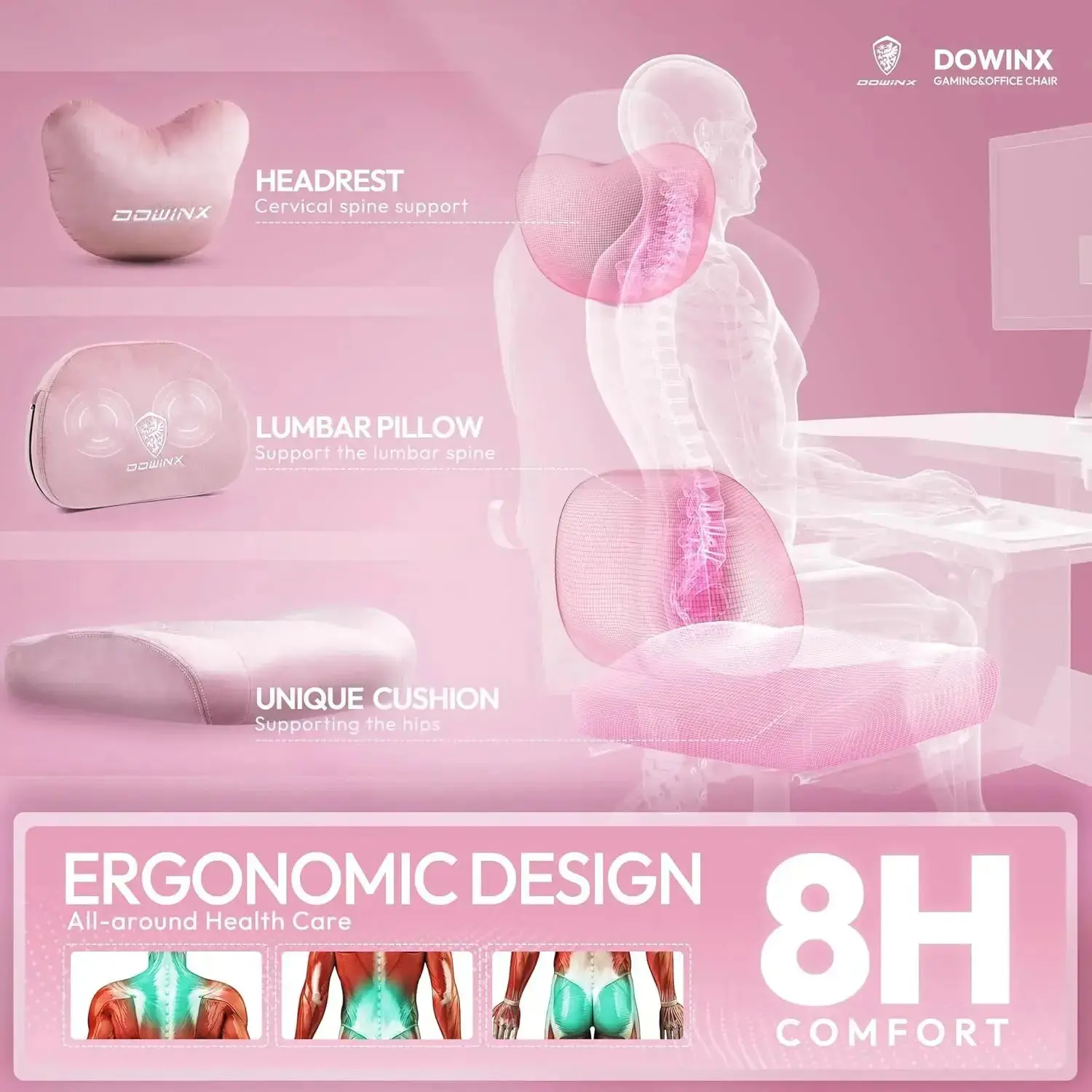 HEATED MASSAGE SERIES MB38 PINK (Fabric) - Image 8